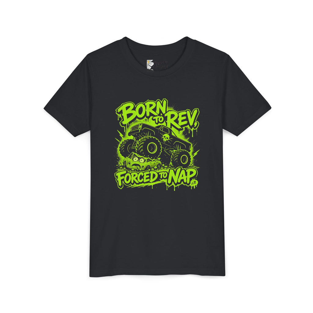 Youth Tee — Born to Rev, Forced to Nap Monster Truck Graphic