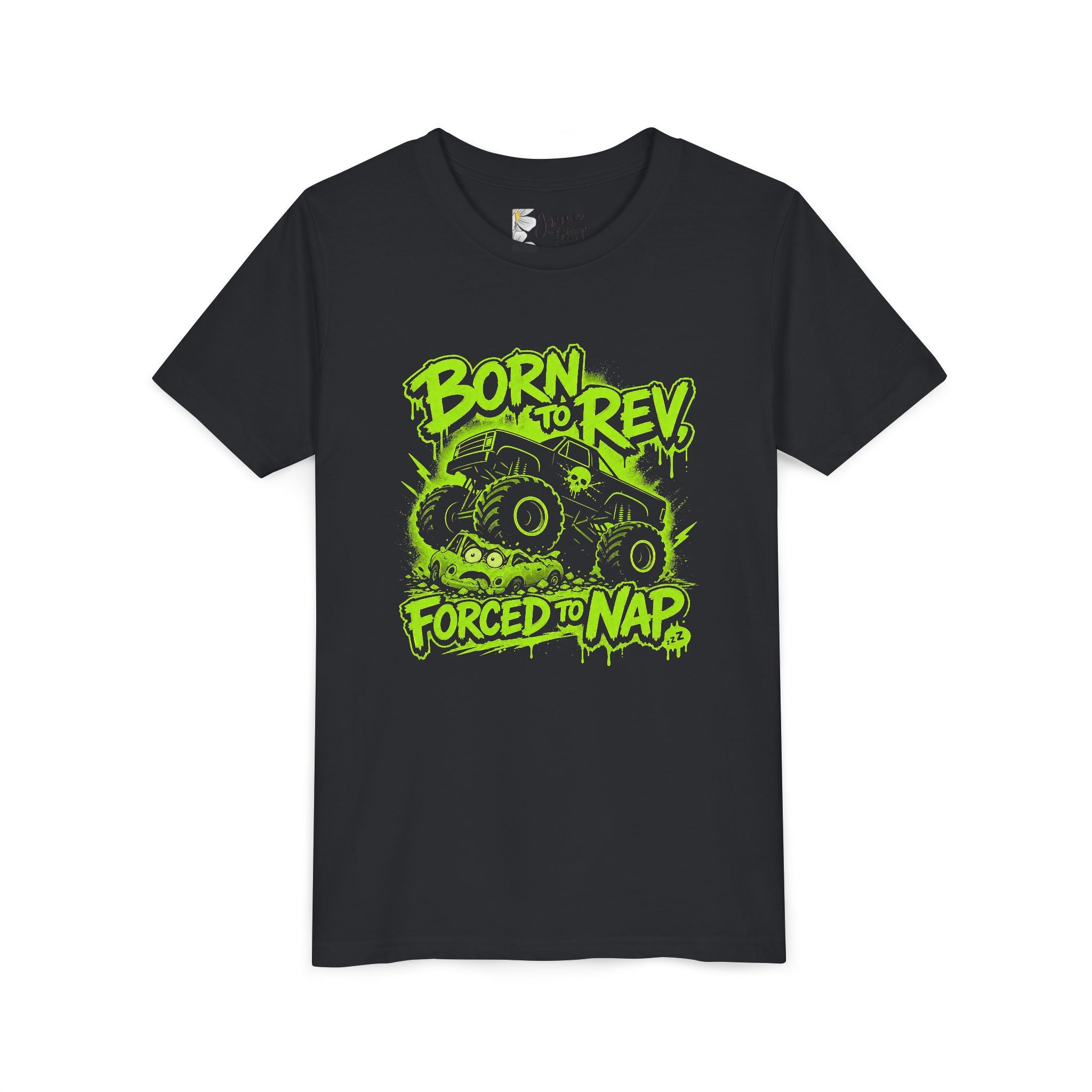 Youth Tee — Born to Rev, Forced to Nap Monster Truck Graphic