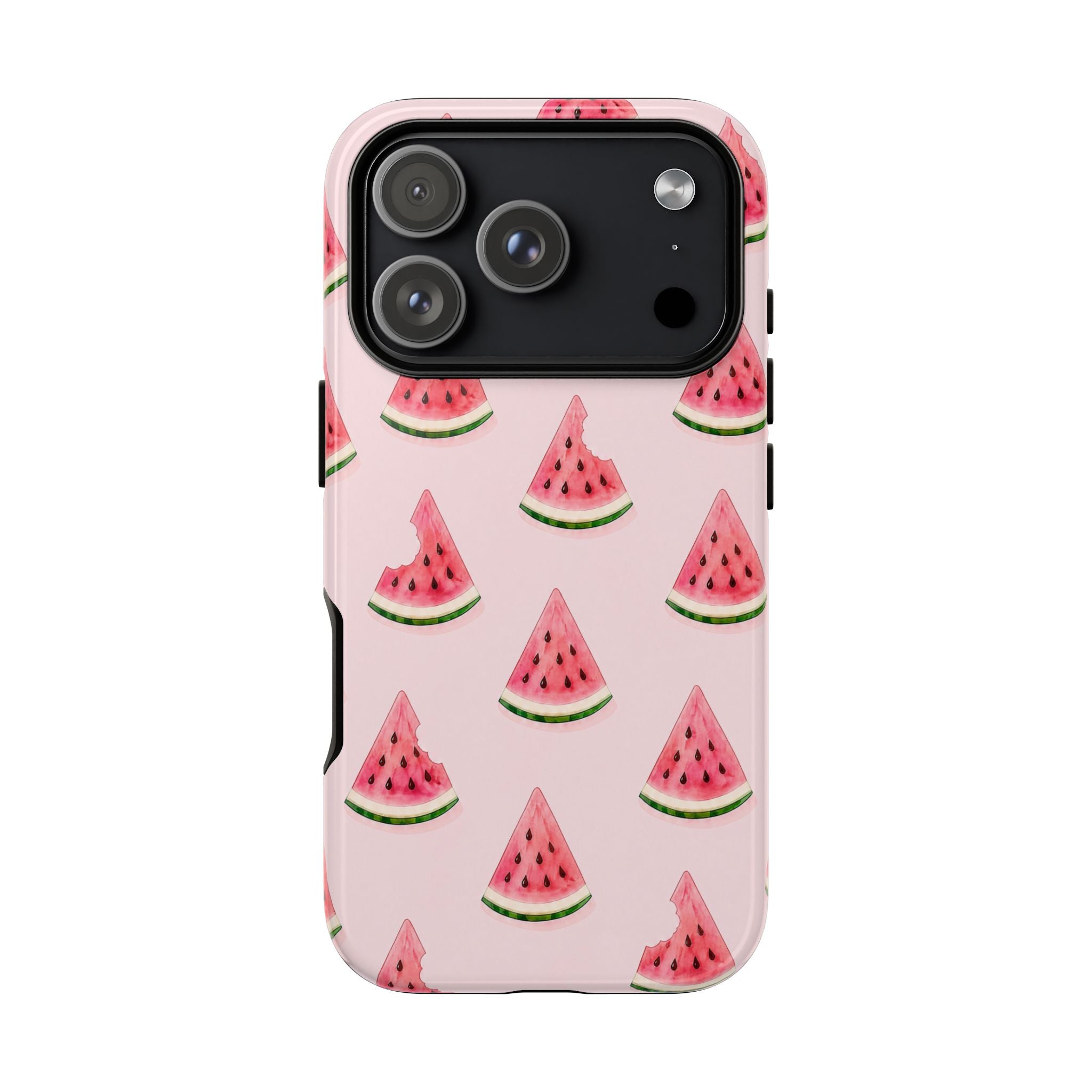 Watermelon Pattern Tough Phone Case — Pink Fruit Slice Protective Case