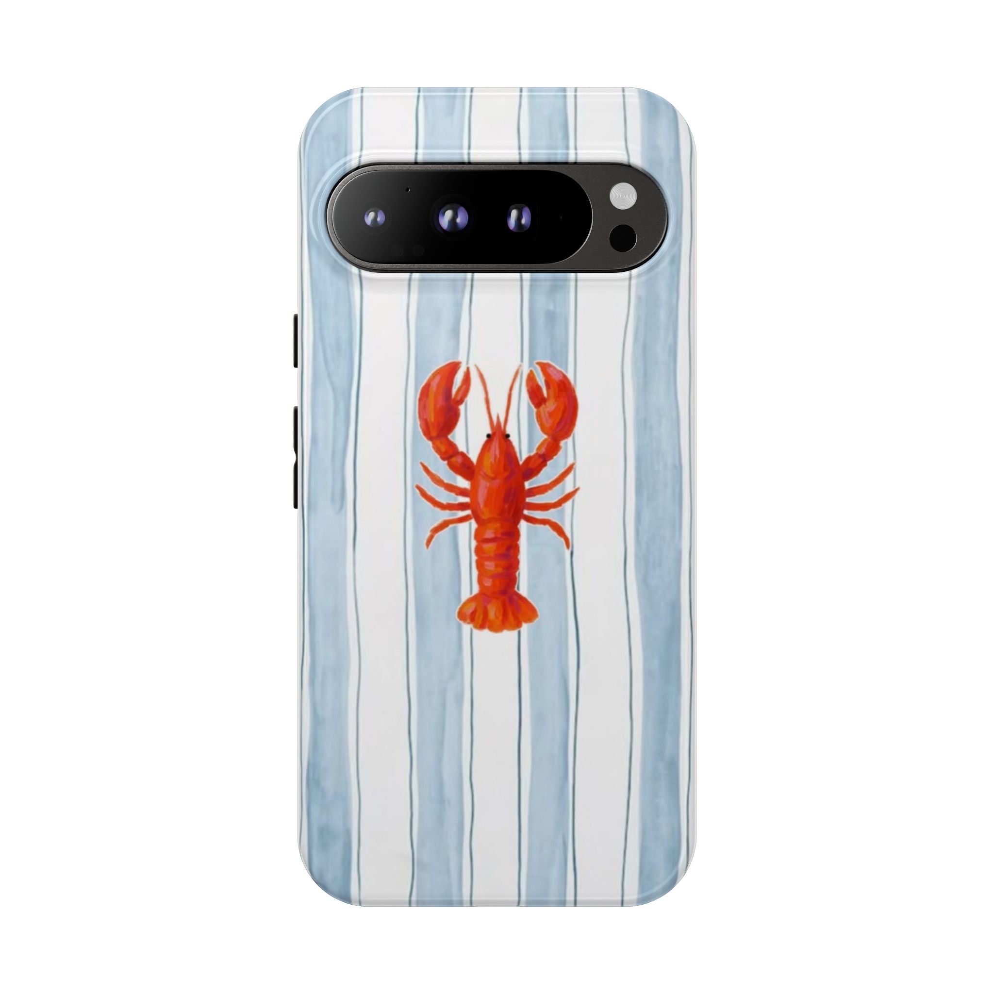 Lobster Stripe Phone Case — Nautical Blue & White Protective Cover