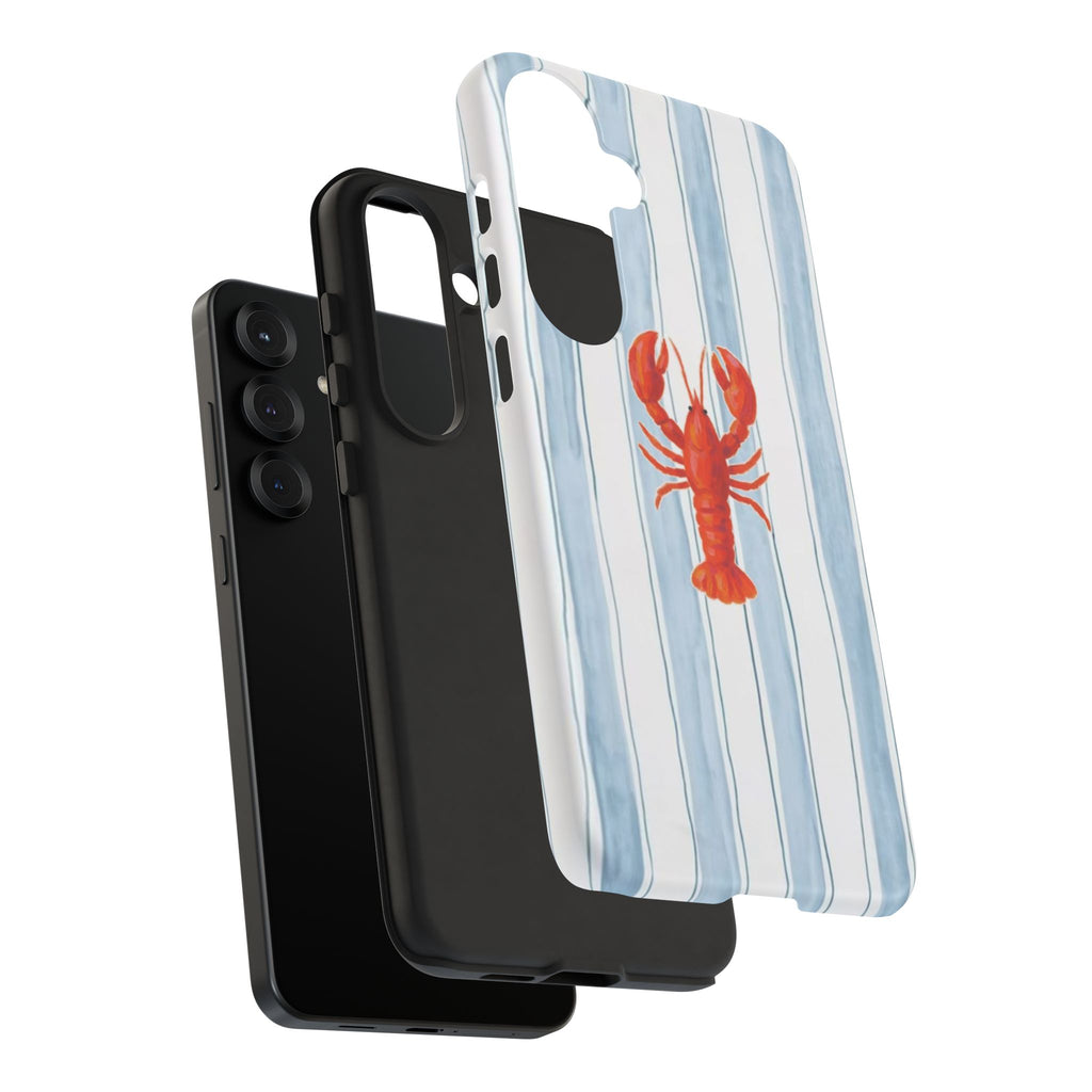 Lobster Stripe Phone Case — Nautical Blue & White Protective Cover