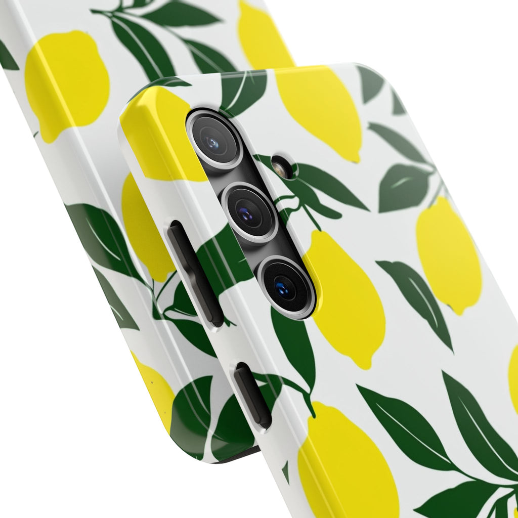 Lemon Pattern Tough Phone Case — Bright Citrus Protective Phone Cover