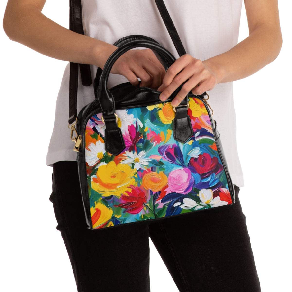 Colorful Floral Shoulder Handbag