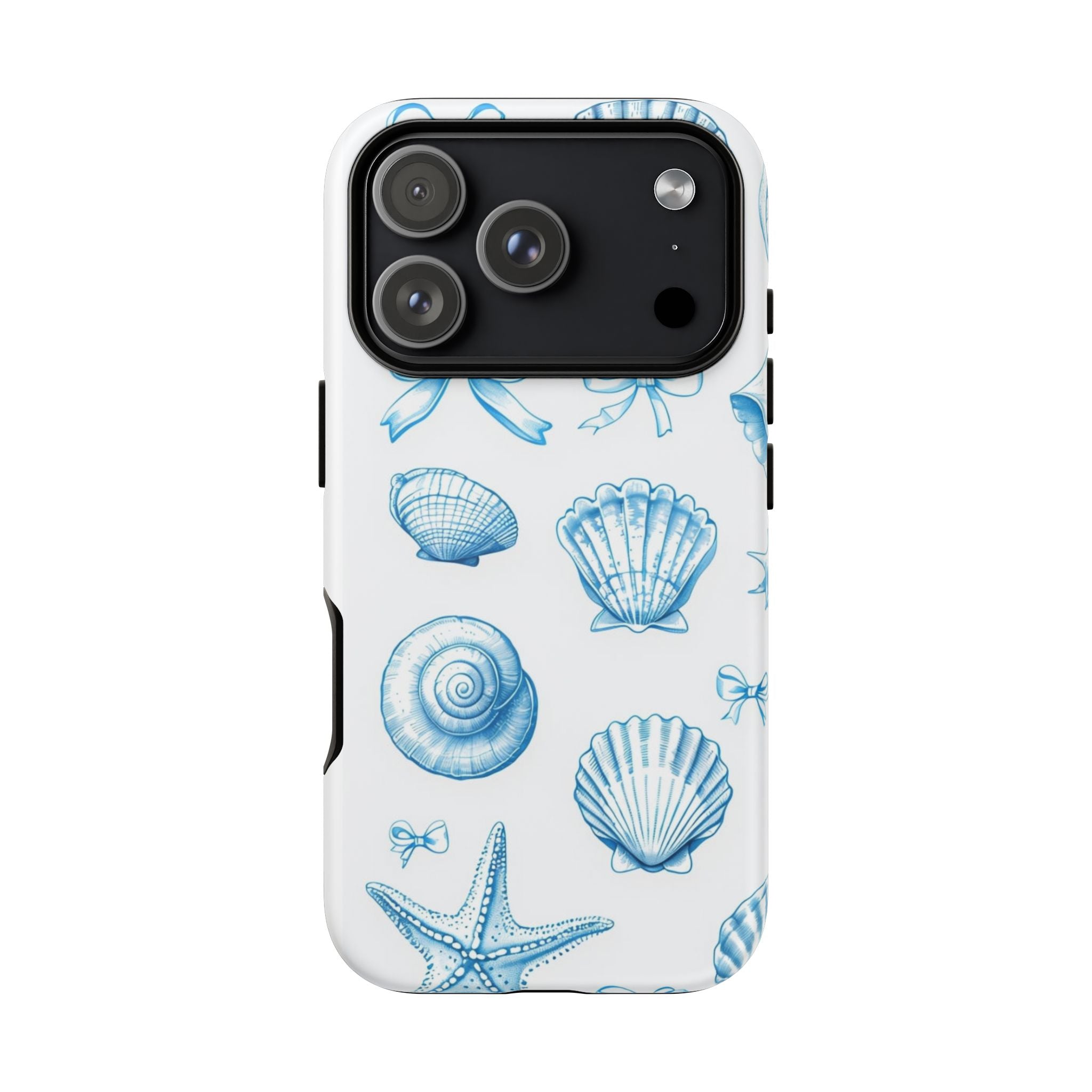 Seaside Shells Phone Case — Blue Nautical Shell & Starfish Pattern