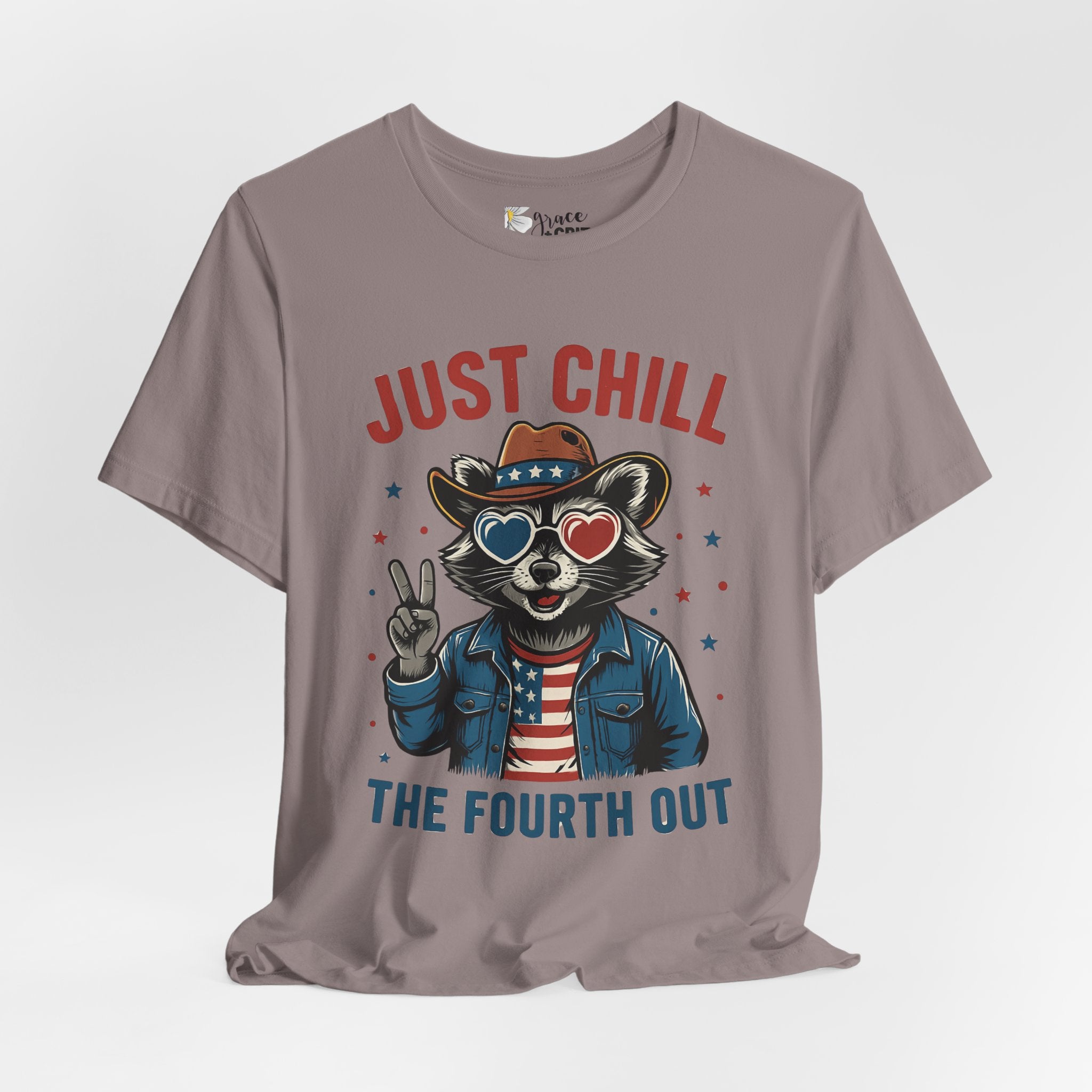 Just Chill The Fourth Out Tee — Patriotic Raccoon 4th of July T-Shirt