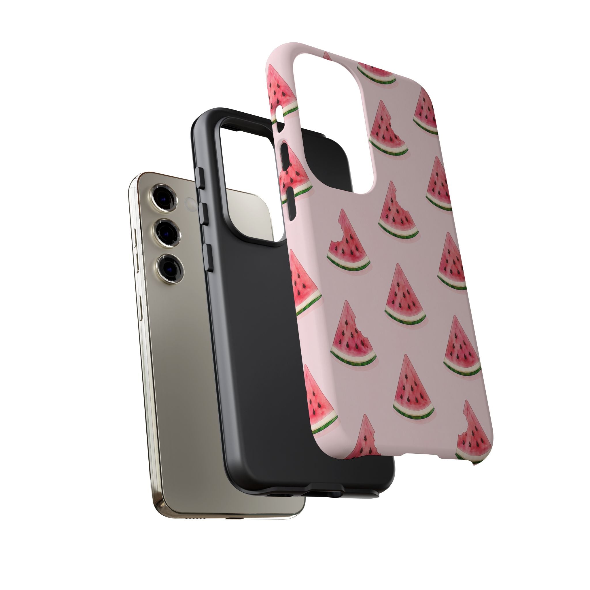 Watermelon Pattern Tough Phone Case — Pink Fruit Slice Protective Case