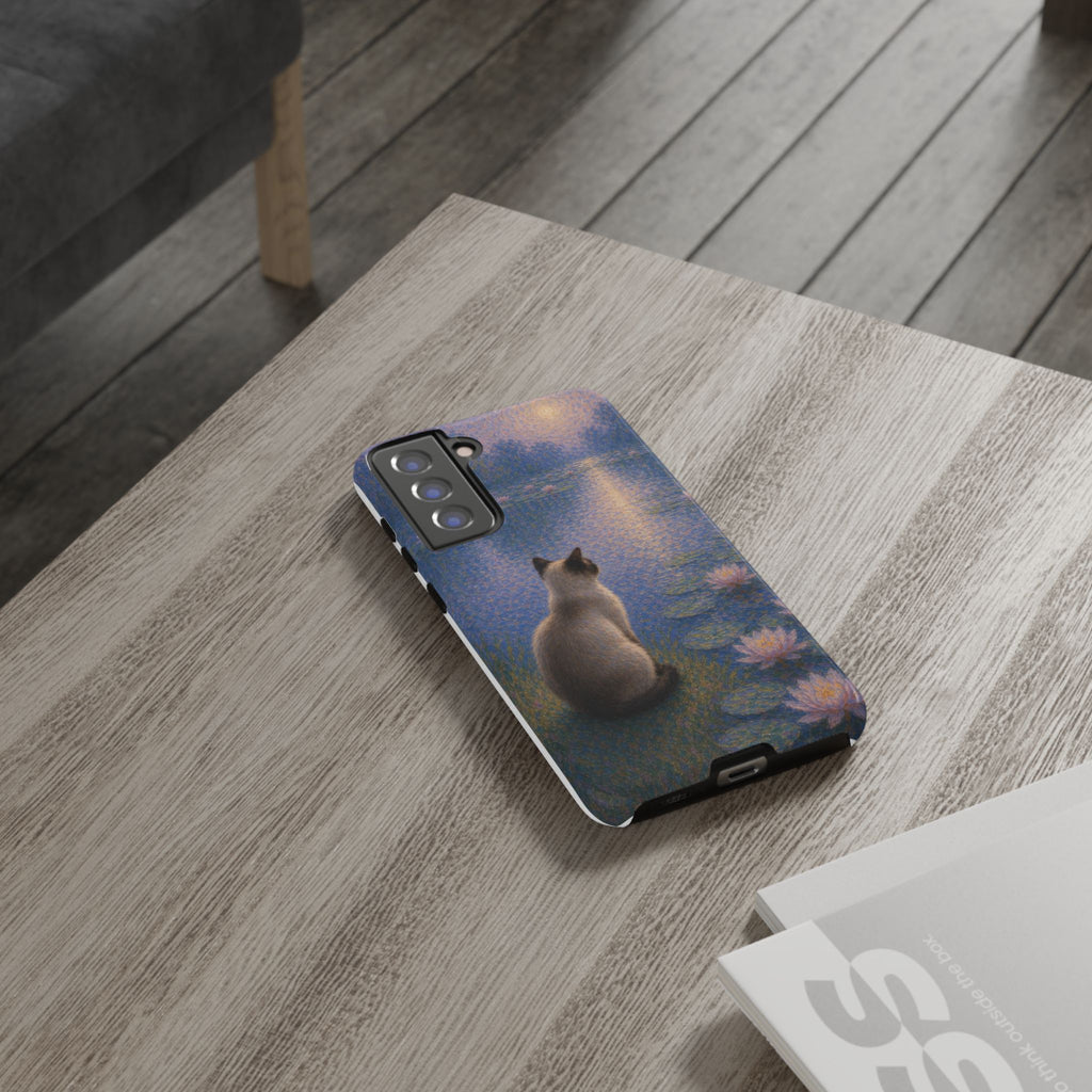 Cat Moonlight Phone Case — Serene Siamese by Lily Pond
