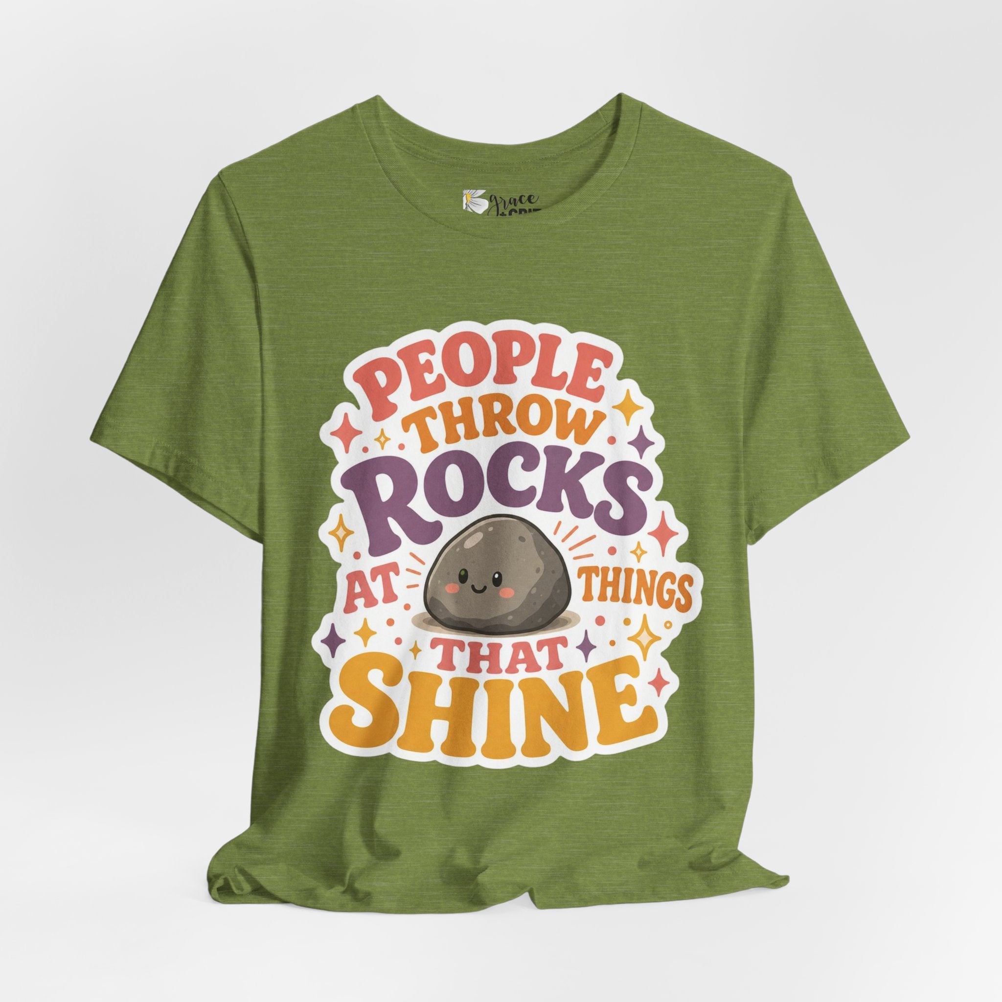 People Throw Rocks at Things That Shine T-Shirt | Cute Rock Illustration