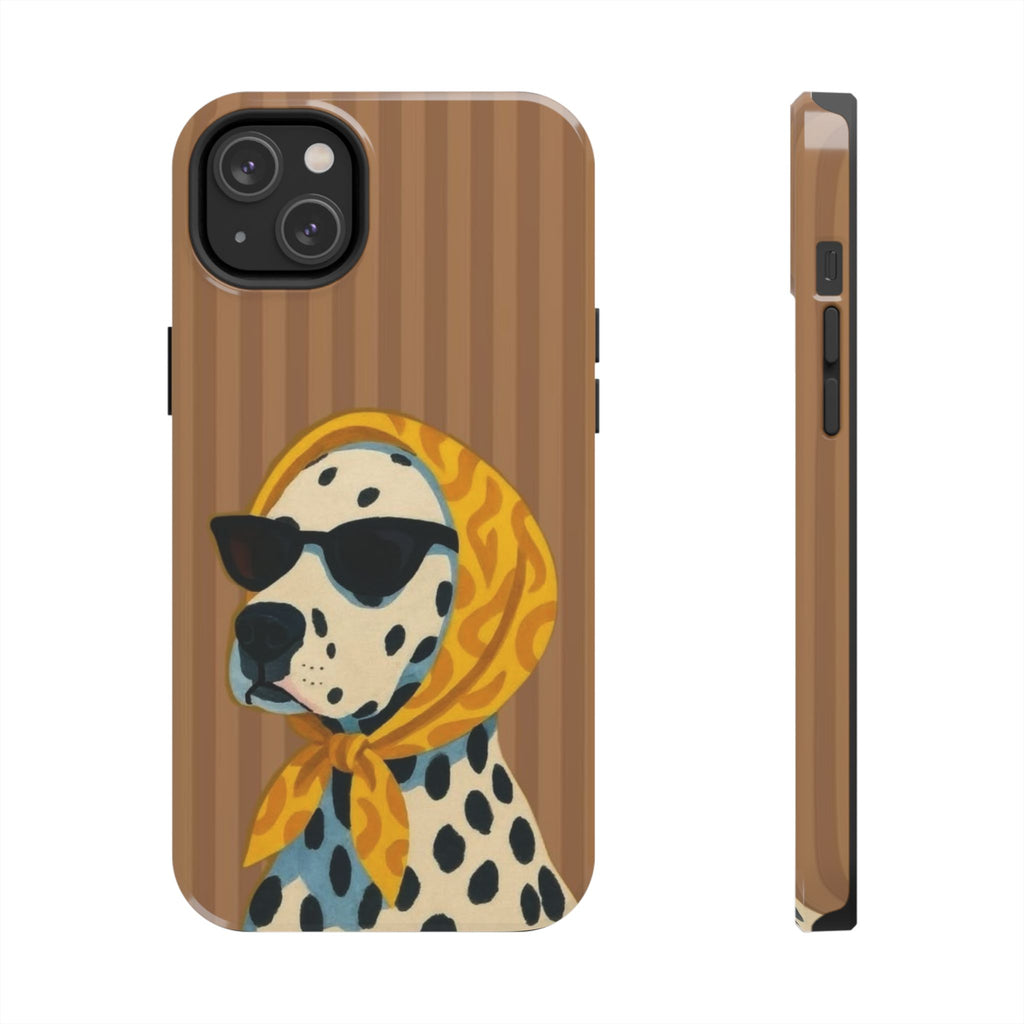 Dalmatian in Scarf Tough Phone Case — Retro Dog Print Protective Cover