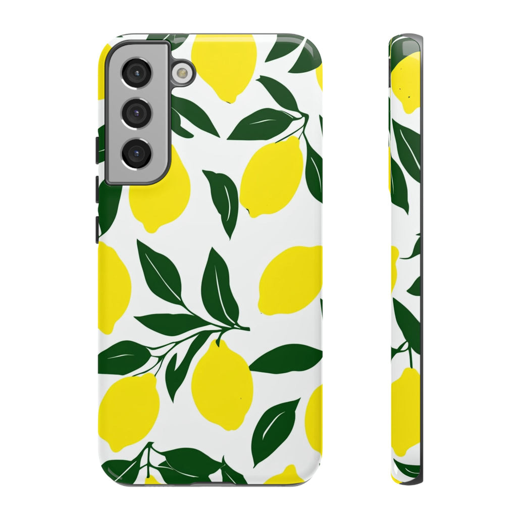 Lemon Pattern Tough Phone Case — Bright Citrus Protective Cover