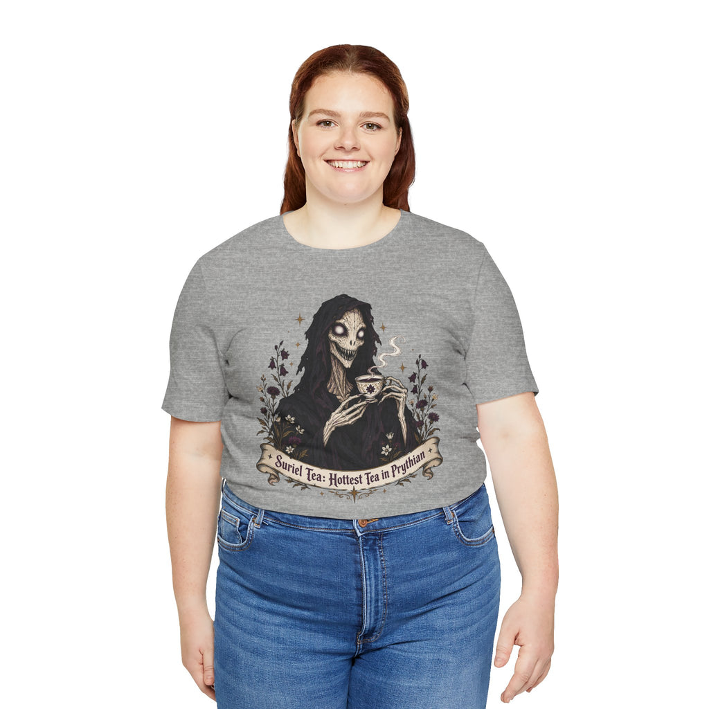 Gothic Reaper Tea T-Shirt — "Sorrel Tea: Hottest Tea in Purgatorium" Graphic Tee