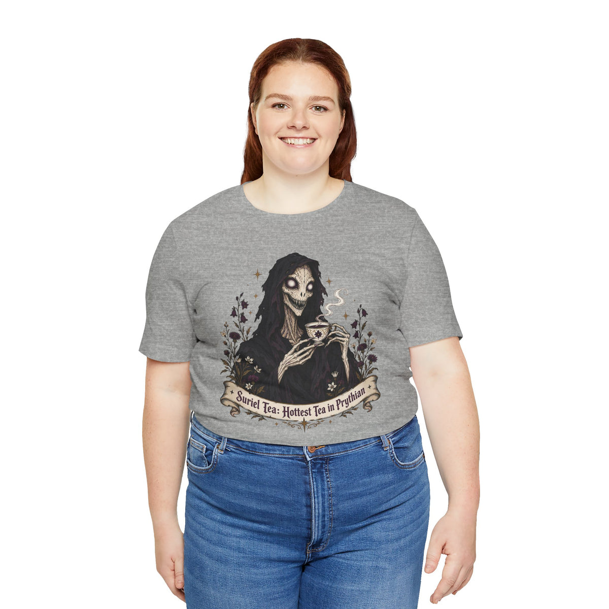 Gothic Reaper Tea T-Shirt — "Sorrel Tea: Hottest Tea in Purgatorium" Graphic Tee