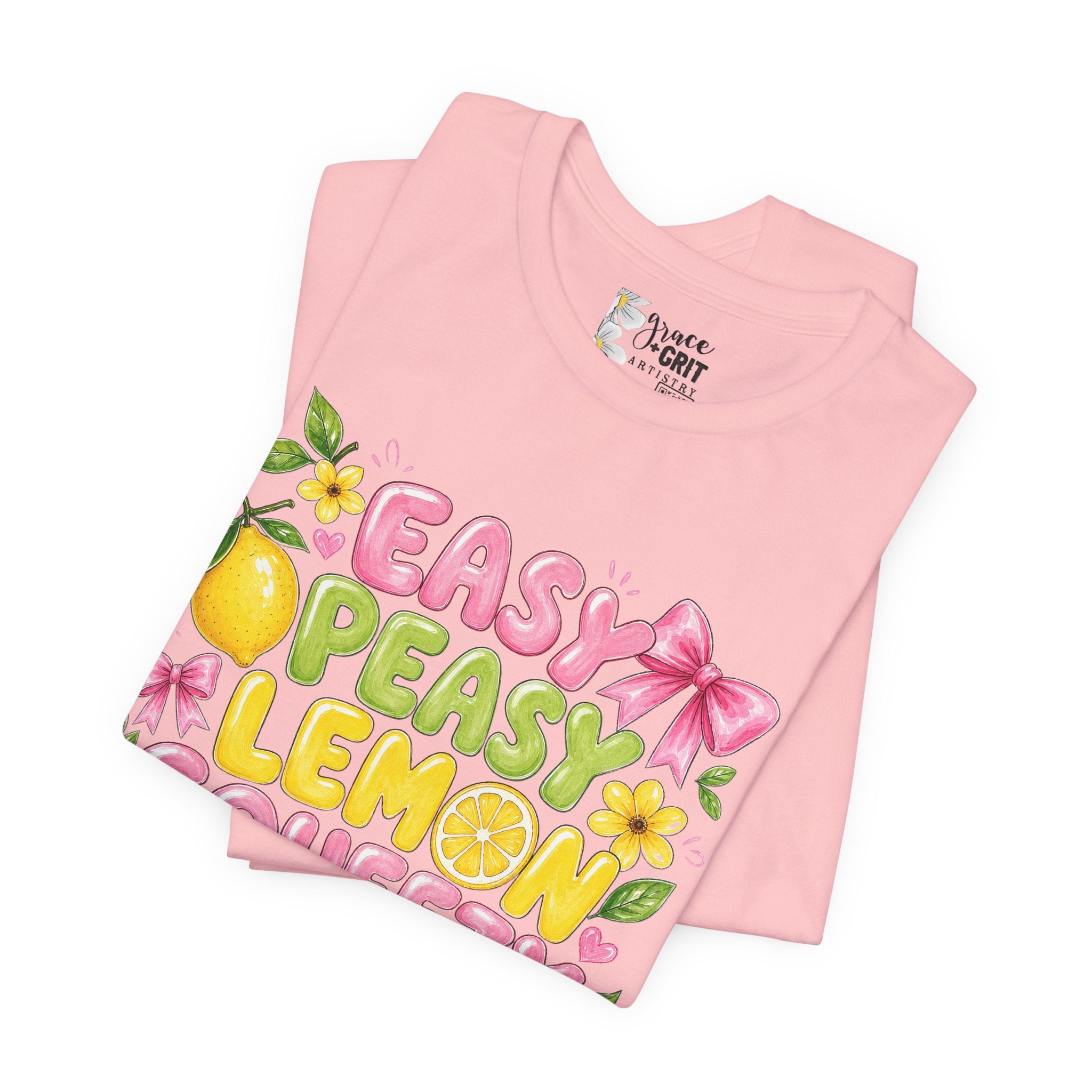 Easy Peasy Lemon Squeezy T-Shirt — Cute Citrus Floral Graphic Tee