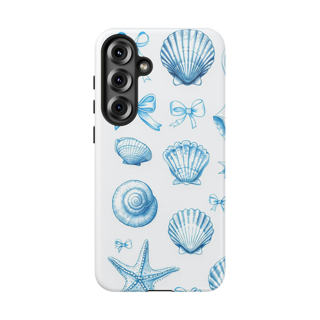 Seaside Shells Phone Case — Blue Nautical Shell & Starfish Pattern