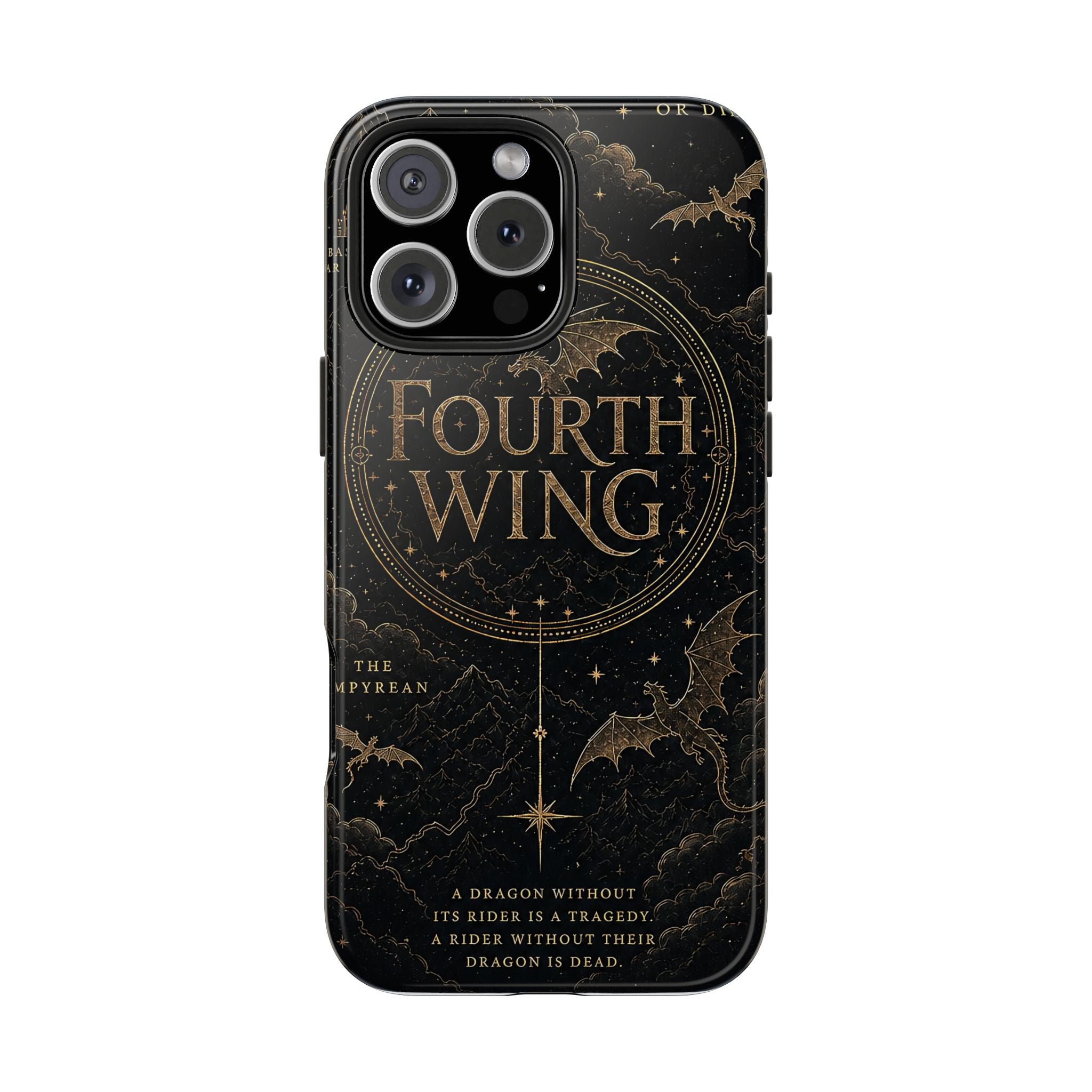 Fourth Wing Tough Phone Case — Dark Fantasy Dragon Design, 'Fly or Die' Quote