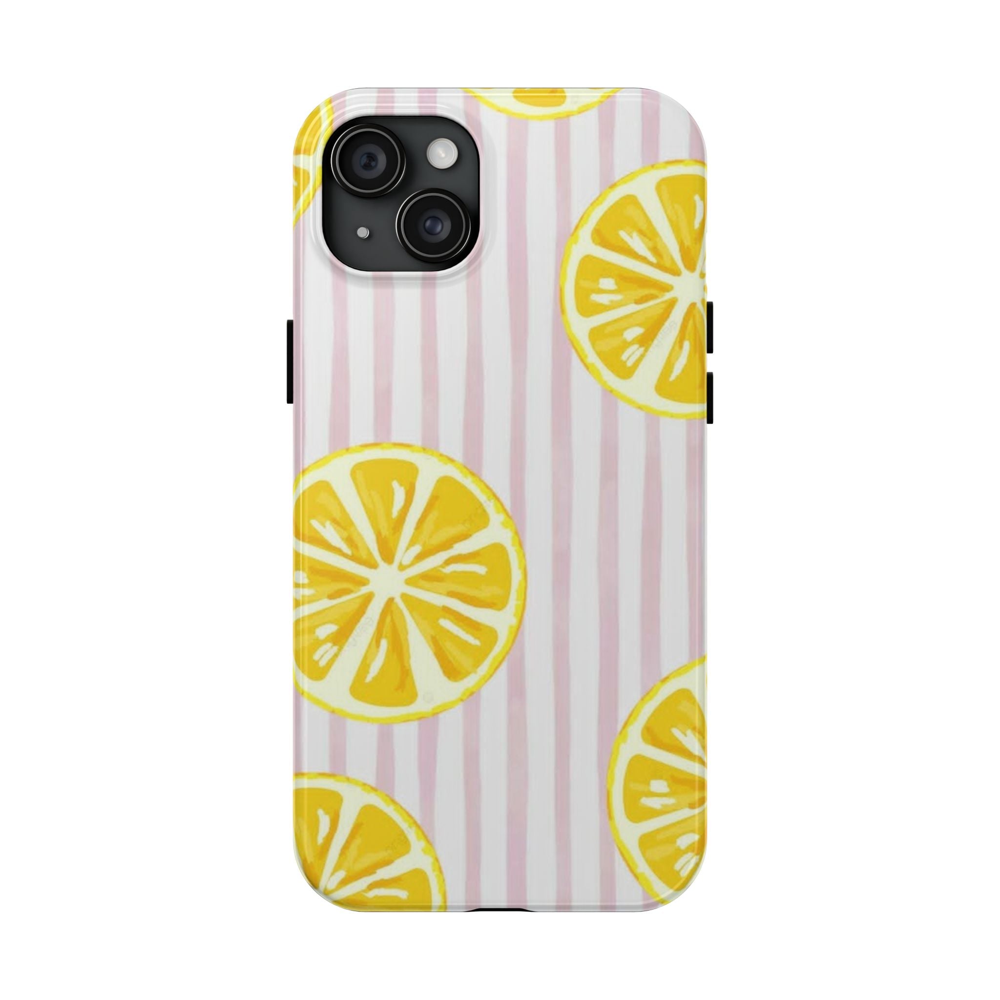 Lemon Slice Tough Phone Case — Pink Stripe Summer Protective Cover