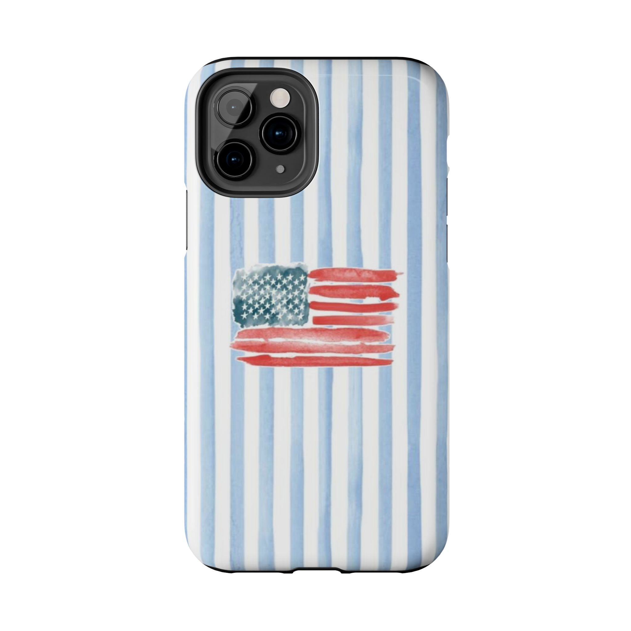 American Flag Watercolor Tough Phone Case — Blue Striped Patriotic Phone Case