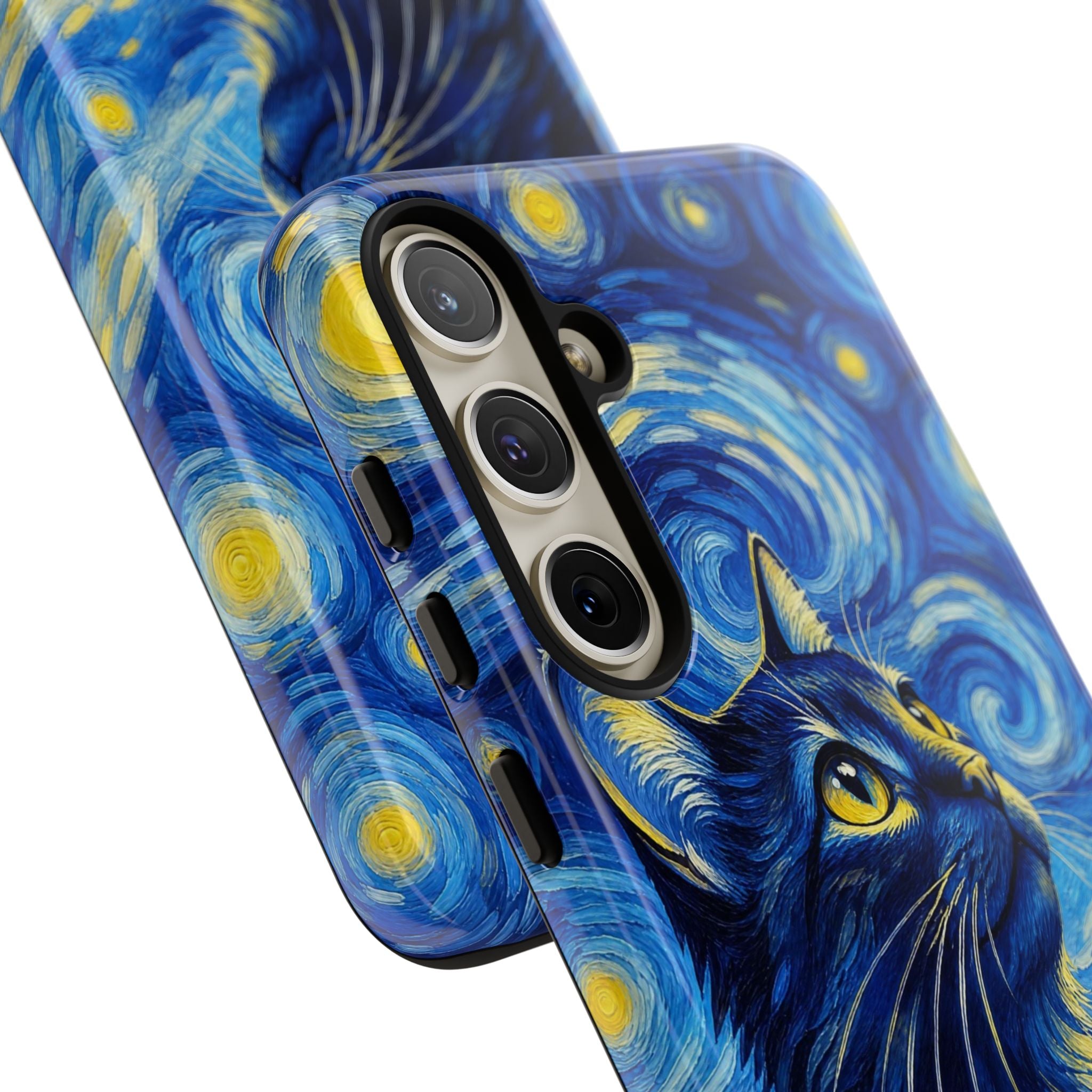 Starry Night Cat Phone Case — Van GoghStyle Blue Galaxy iPhone Cover