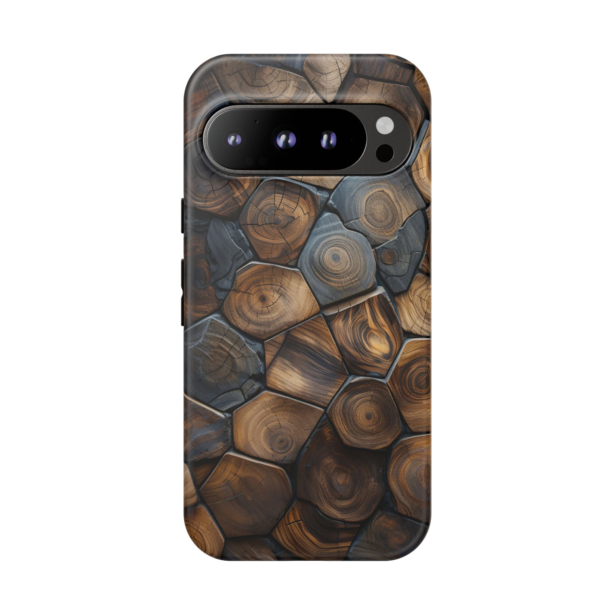 Wood Grain Hex Phone Case — Rustic Geometric iPhone Protection