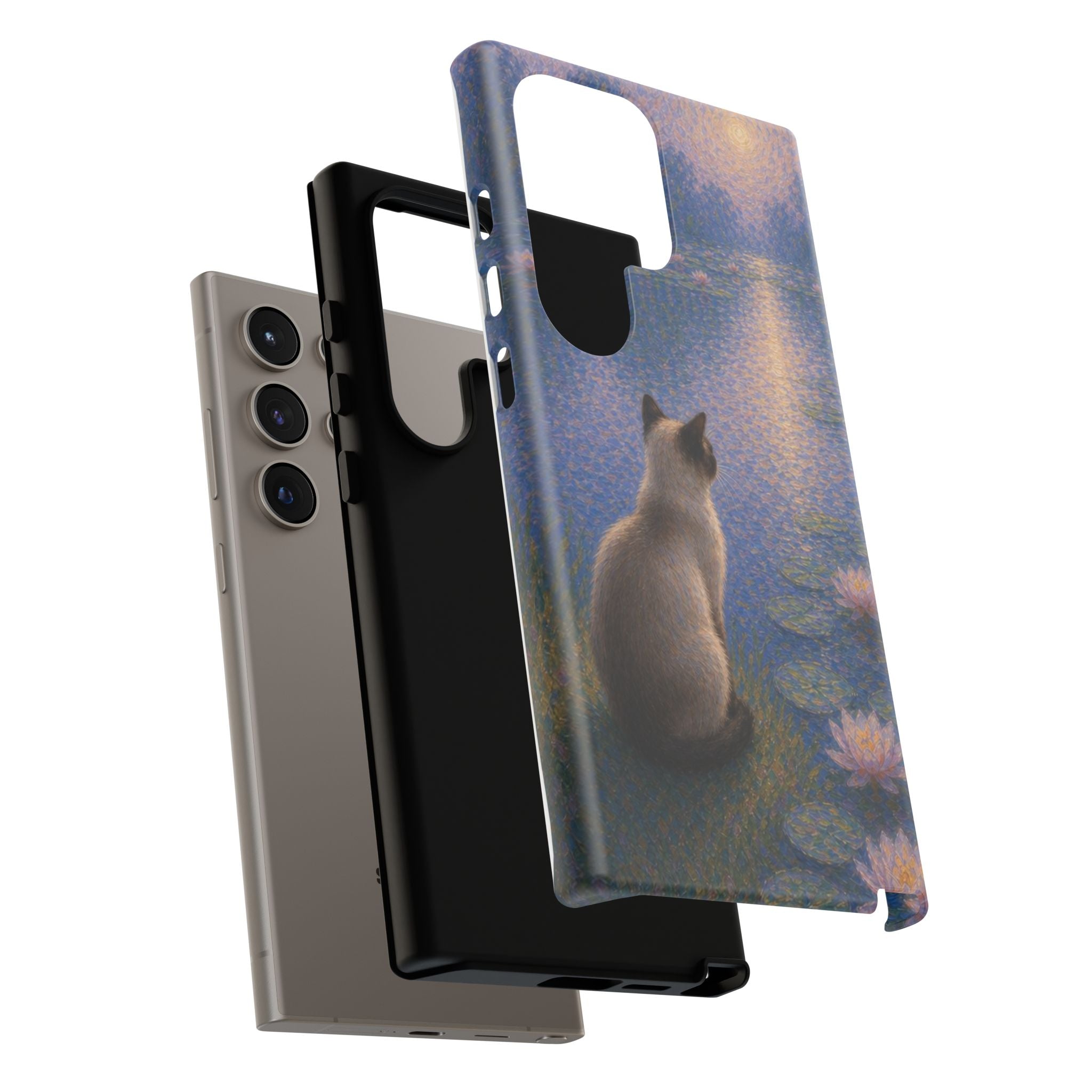 Cat Moonlight Phone Case — Serene Siamese by Lily Pond