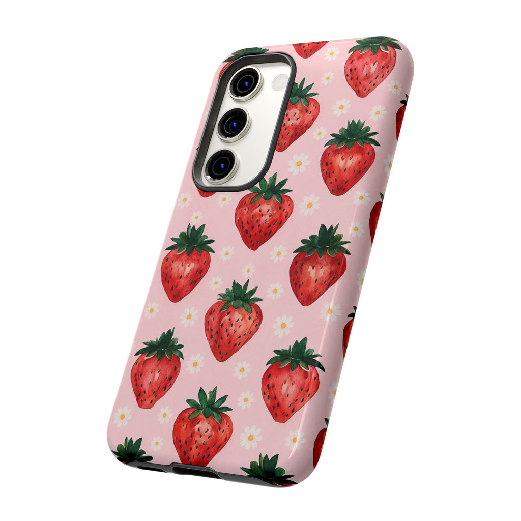 Strawberry Pattern Tough Case — Cute Pink Fruit Phone Case