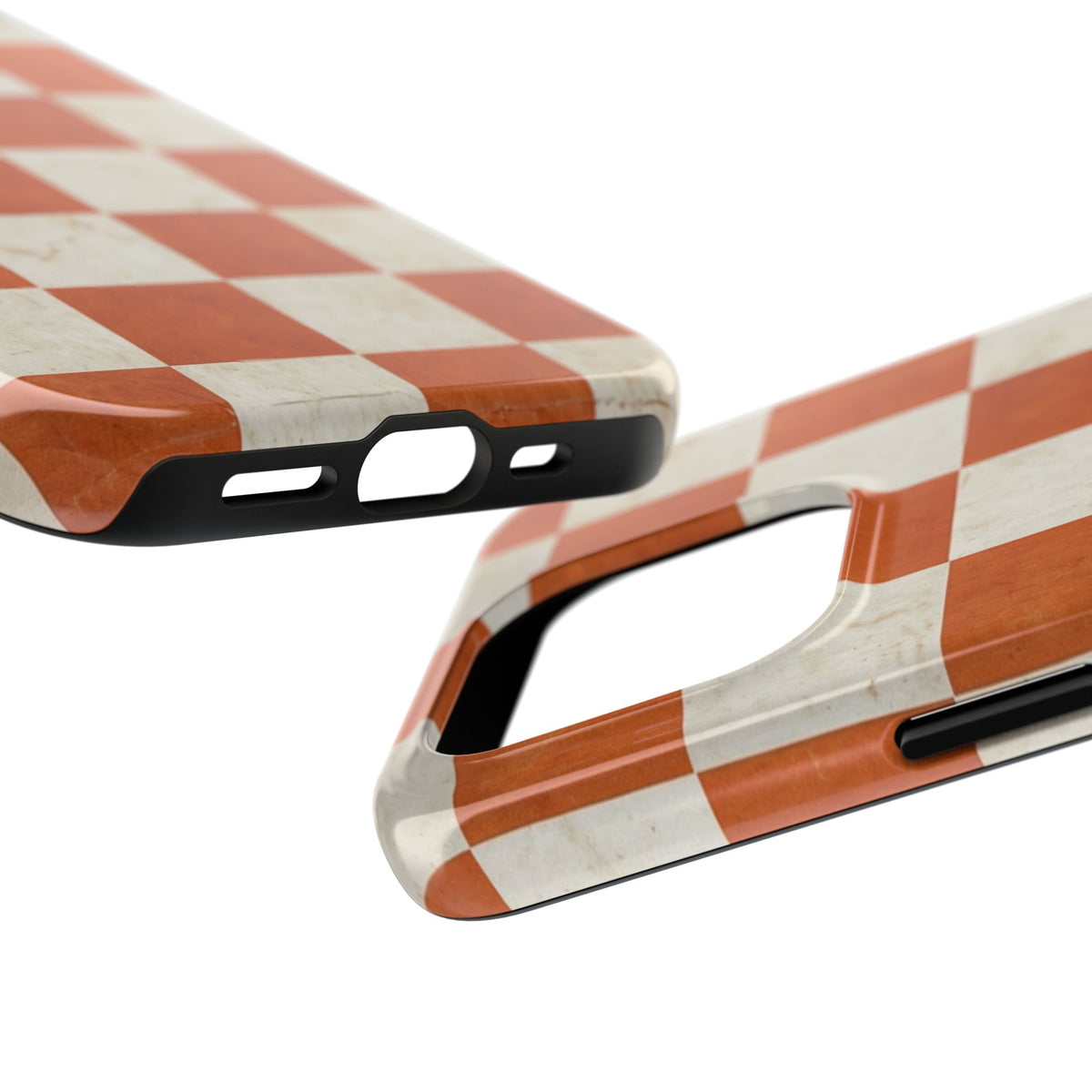 Orange and Cream Checkerboard Tough Phone Case
