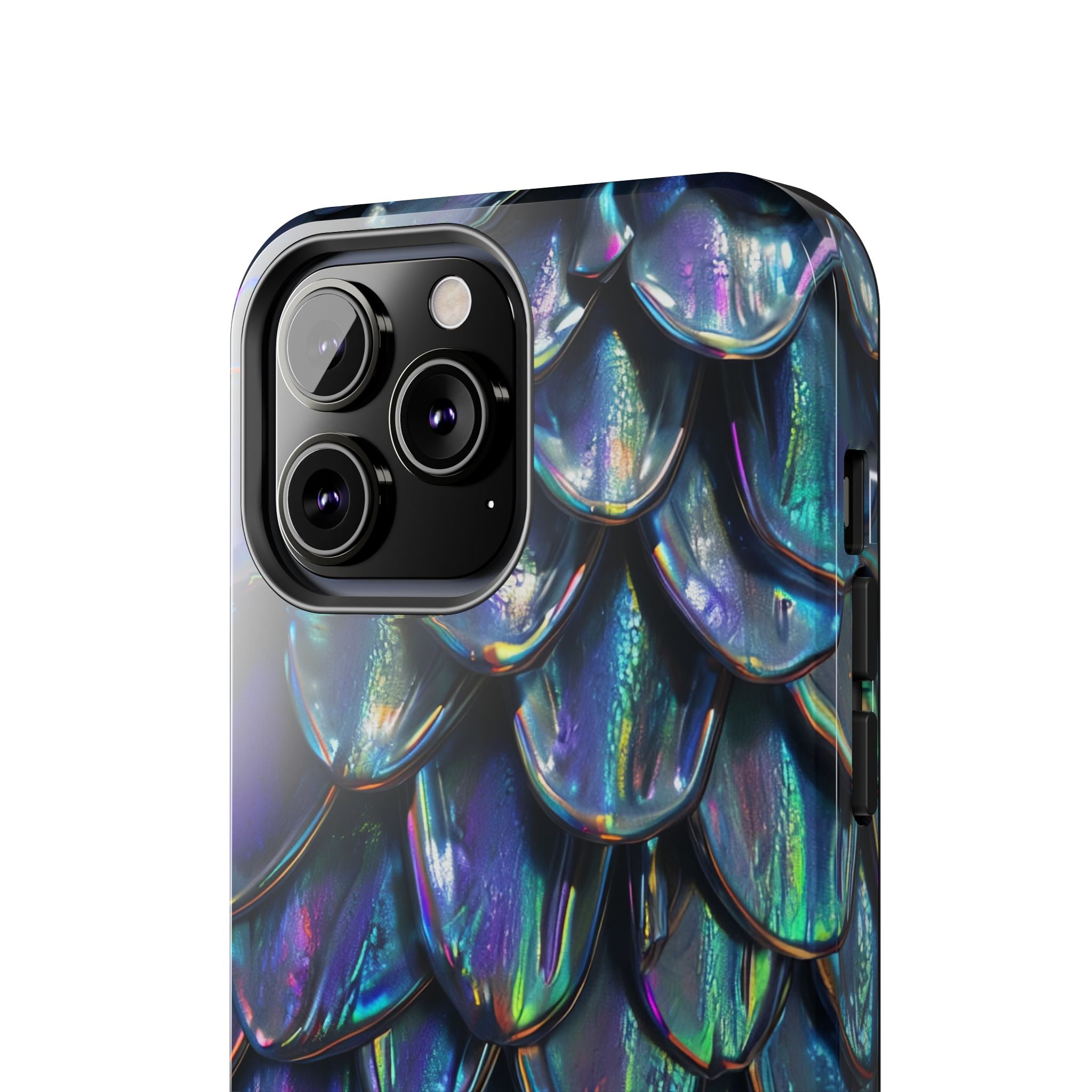 Holographic Mermaid Scale Tough Phone Case — Iridescent Protective Phone Cover