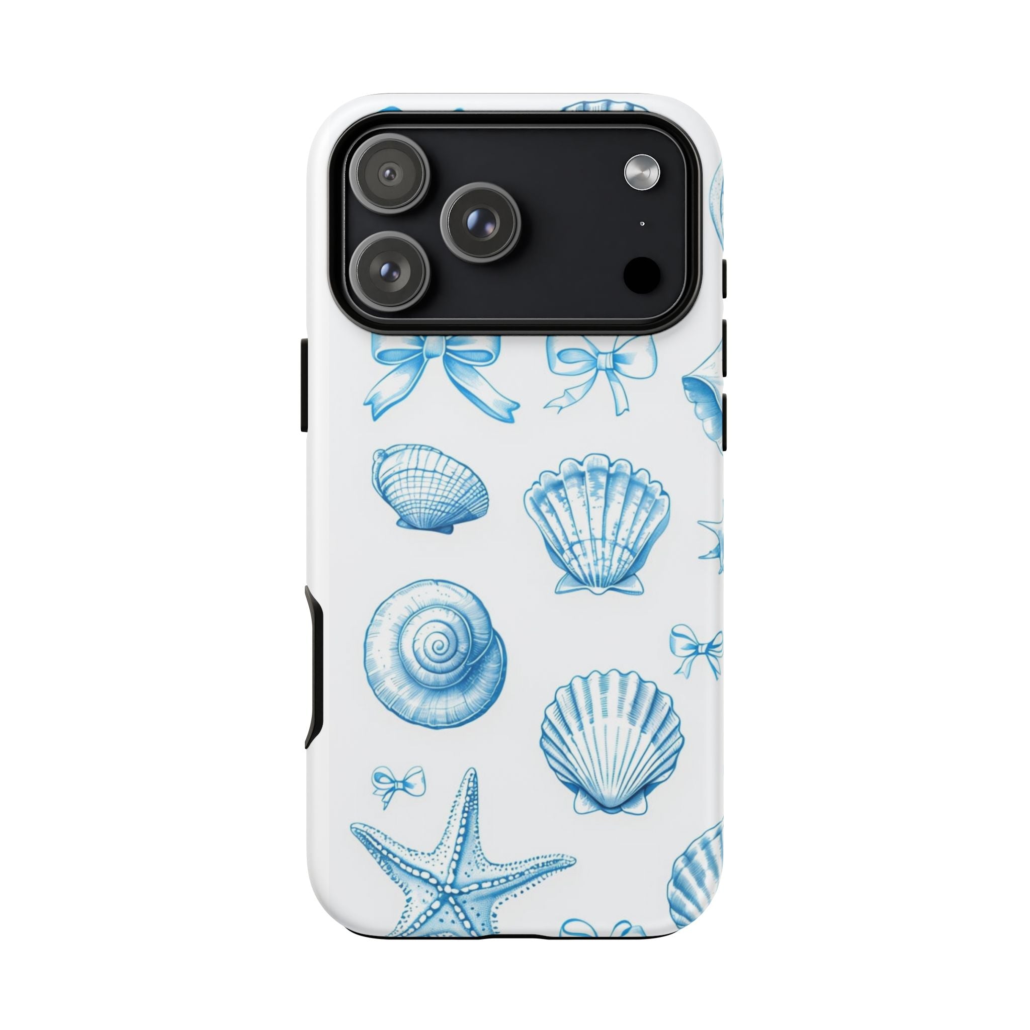Seaside Shells Phone Case — Blue Nautical Shell & Starfish Pattern