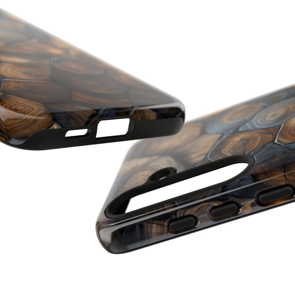 Wood Grain Hex Phone Case — Rustic Geometric iPhone Protection