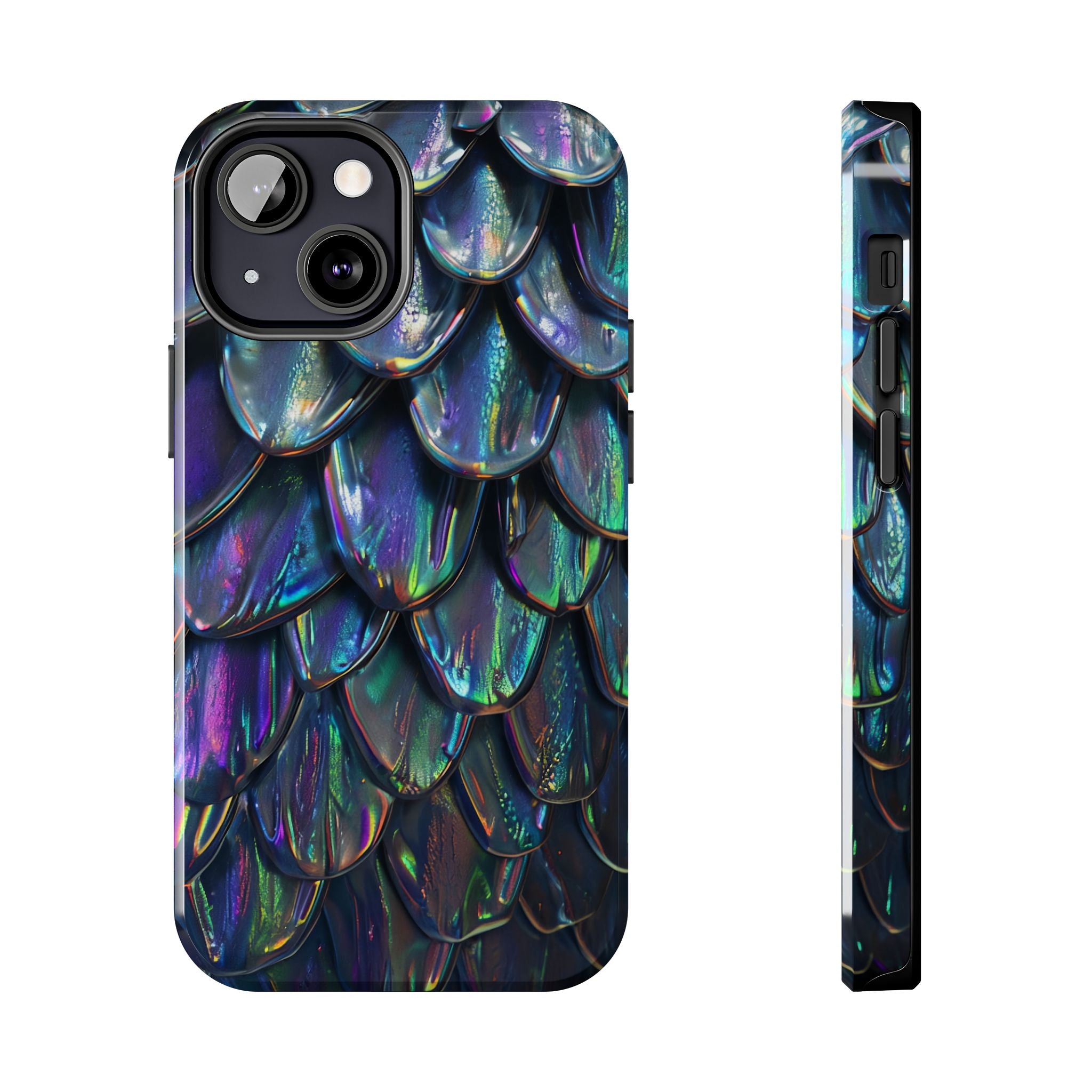 Holographic Mermaid Scale Tough Phone Case — Iridescent Protective Phone Cover