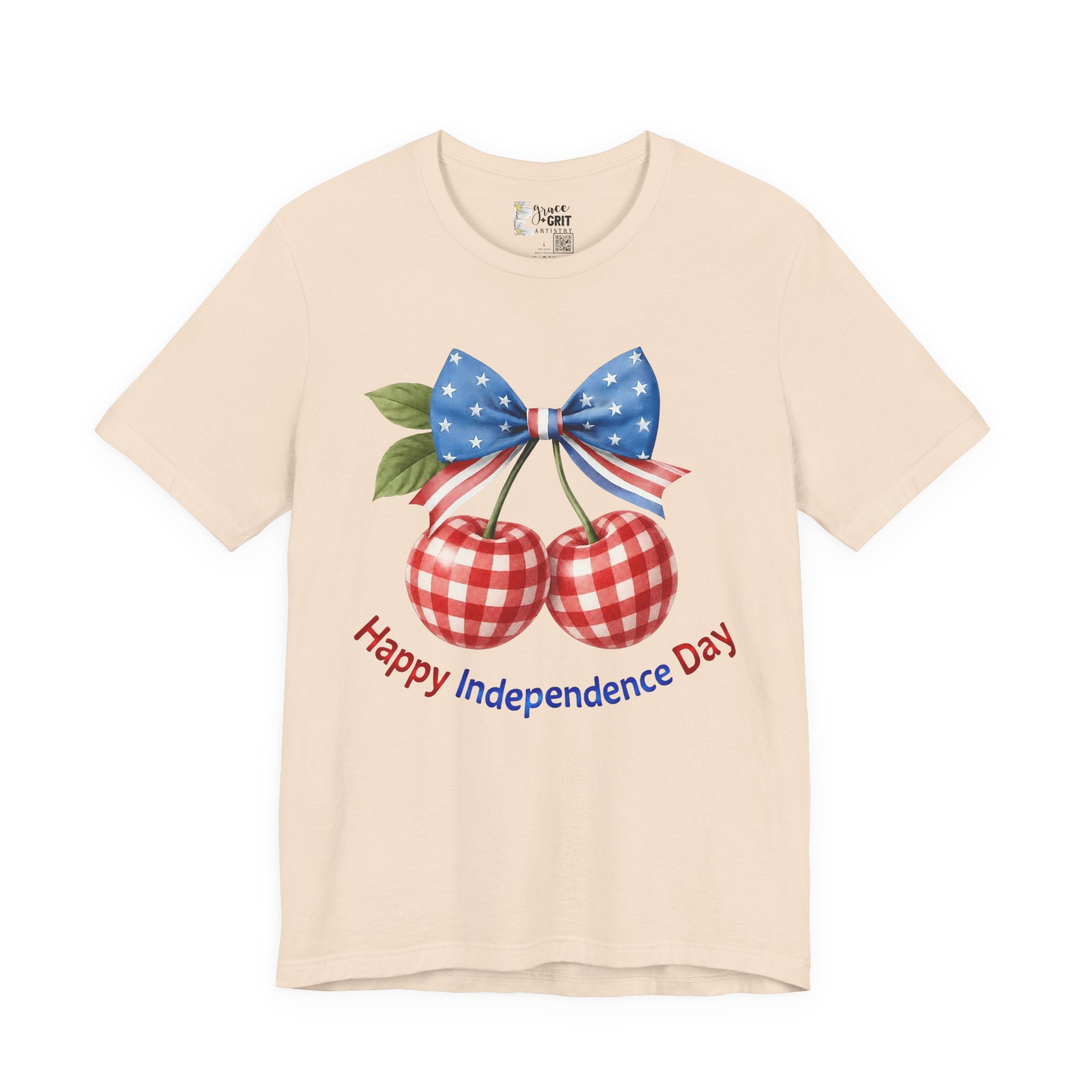Independence Day Cherry Tee — Patriotic Bow 'Happy Independence Day' T-Shirt