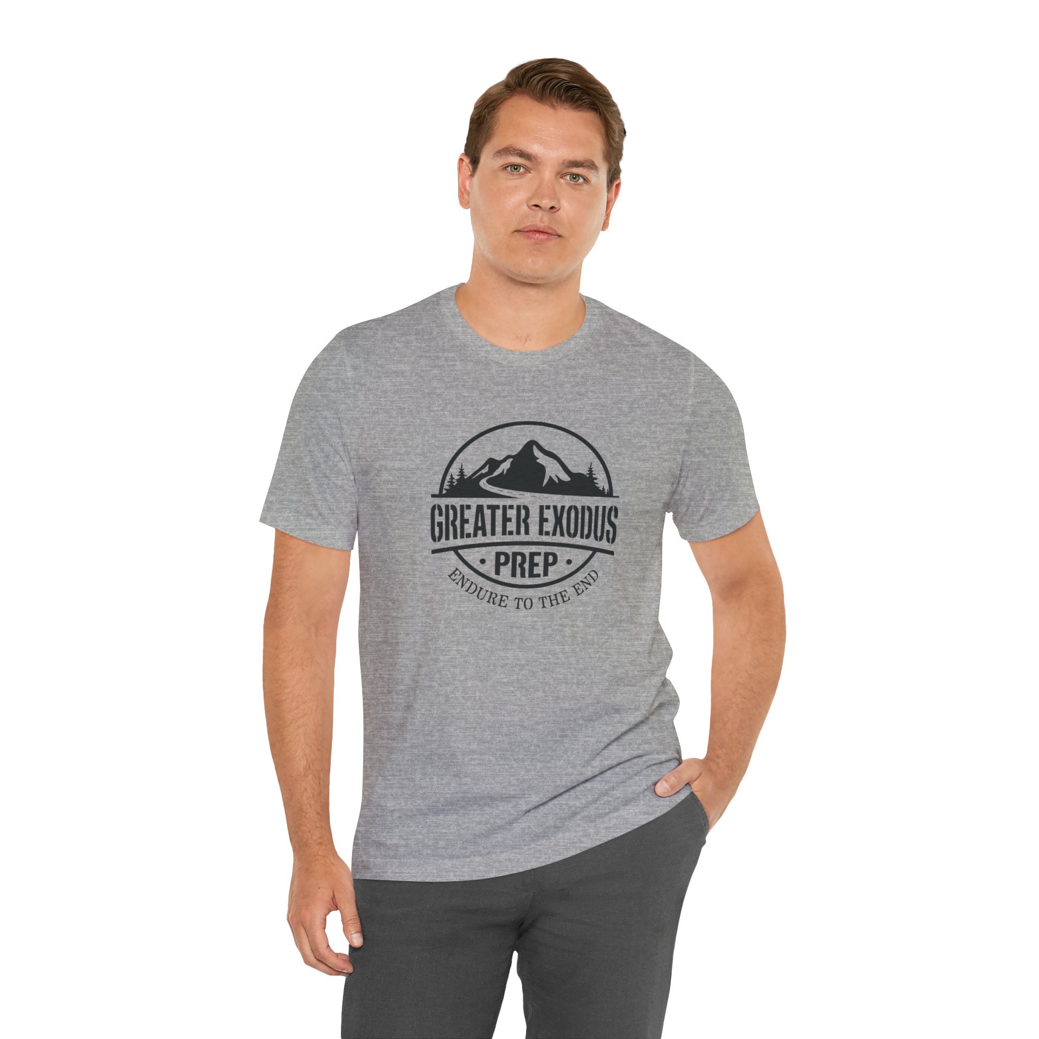 Greater Exodus Prep T-Shirt — Mountain Logo “Endure to the End” Adventure Tee
