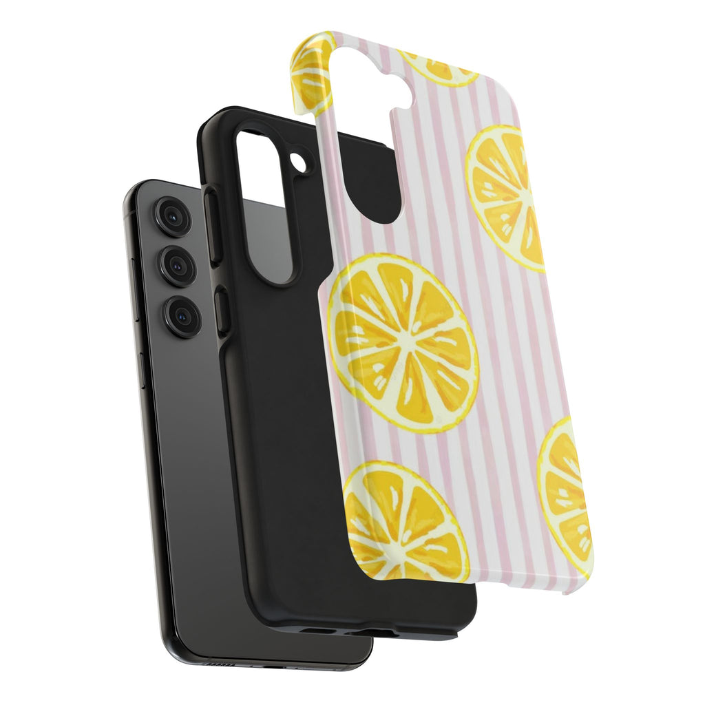 Lemon Slice Tough Phone Case — Pink Stripe Summer Protective Cover