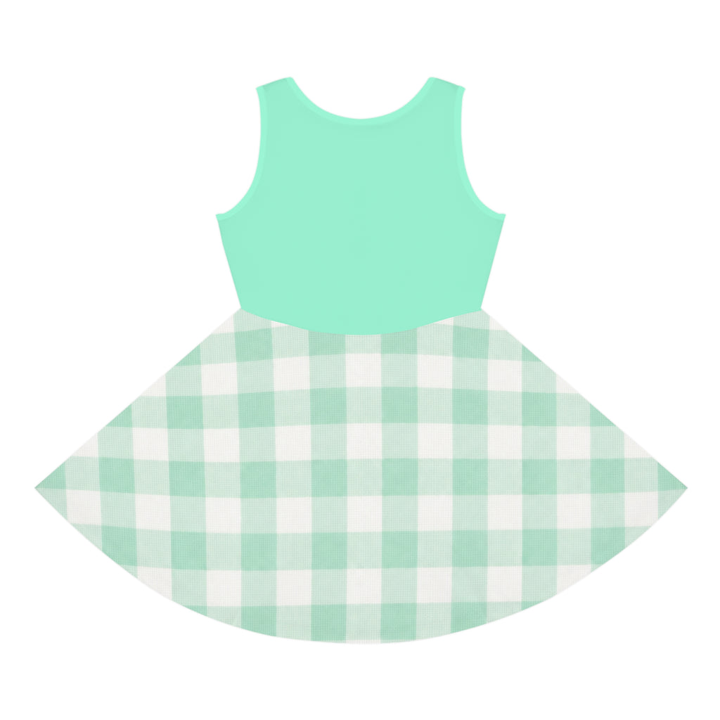Girls' Watermelon 'Sweet as Summer' Sundress — Mint Gingham Sleeveless Dress