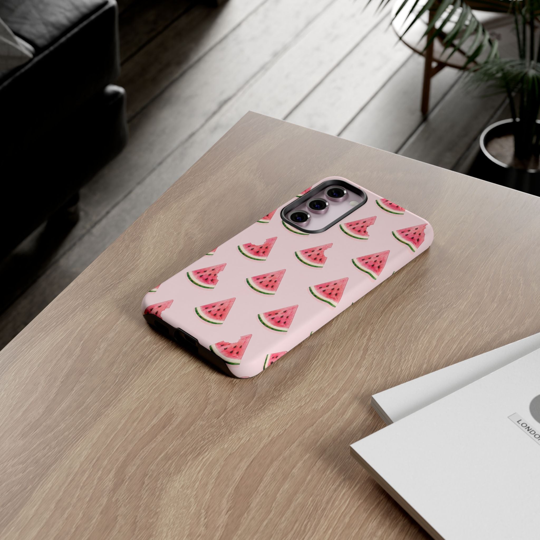 Watermelon Pattern Tough Phone Case — Pink Fruit Slice Protective Case