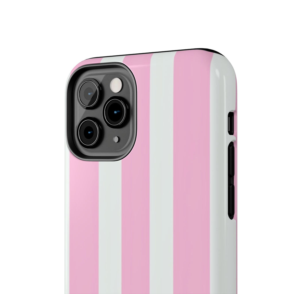Pink & White Stripe Tough Phone Case — Protective Stripe iPhone Cover
