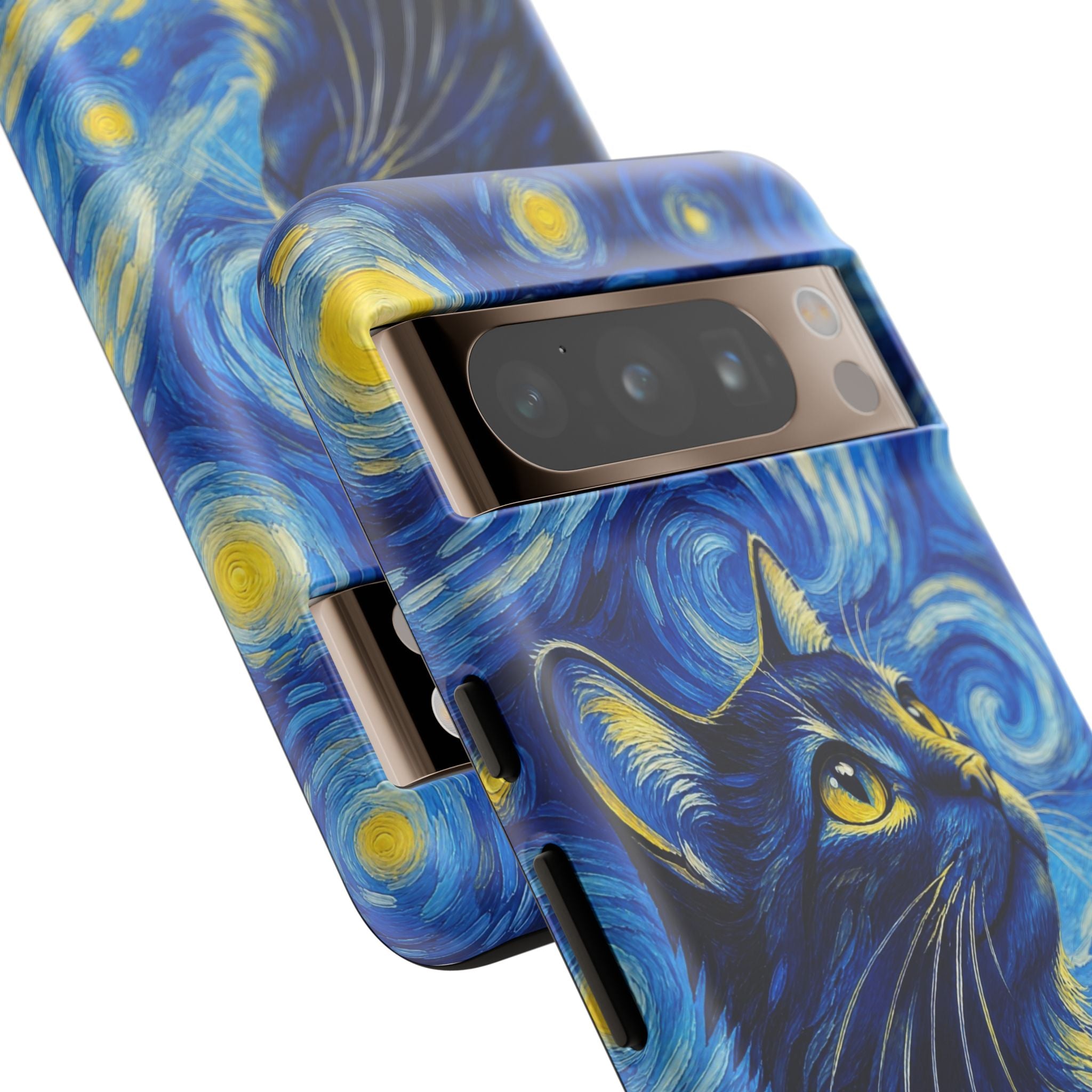 Starry Night Cat Phone Case — Van GoghStyle Blue Galaxy iPhone Cover