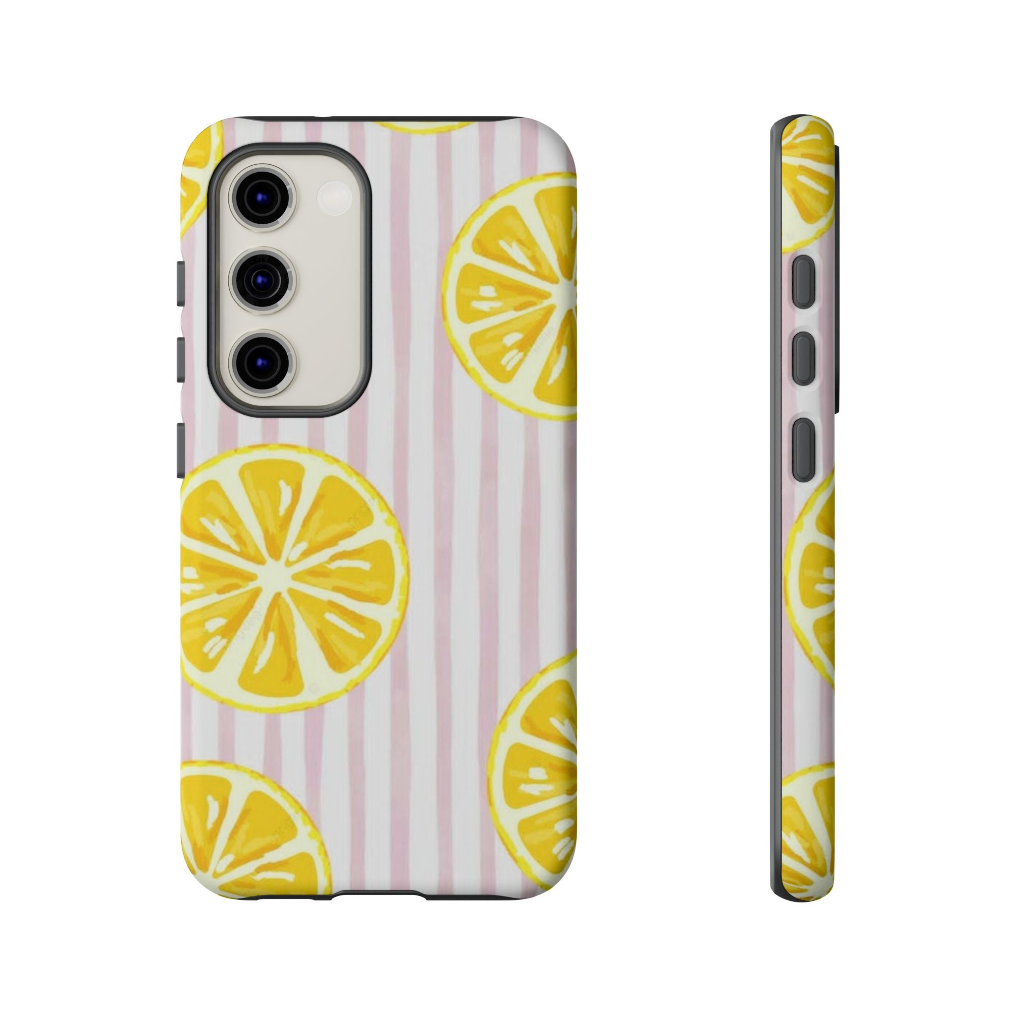 Lemon Slices Tough Case — Cute Pink Stripe Phone Cover