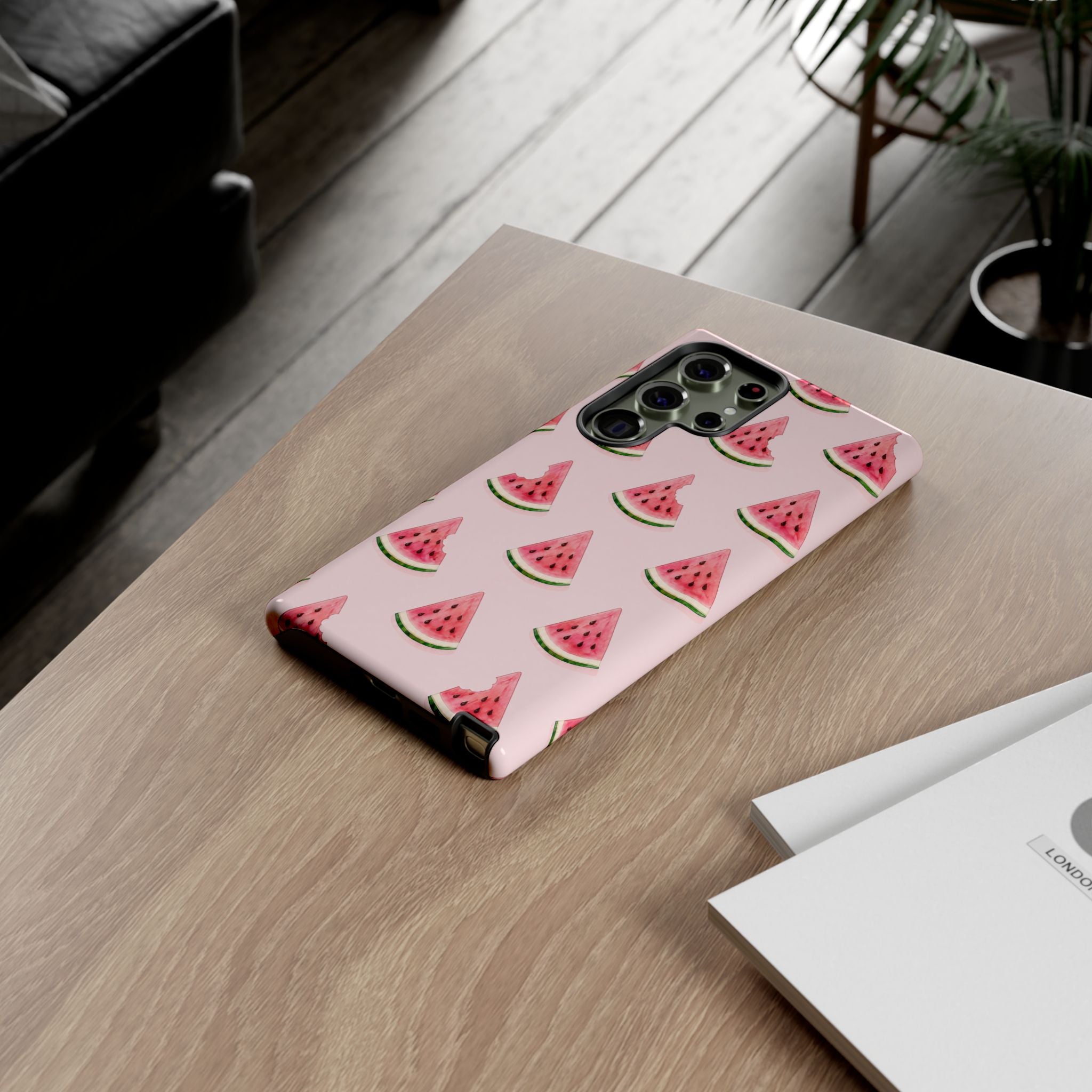 Watermelon Pattern Tough Phone Case — Pink Fruit Slice Protective Case