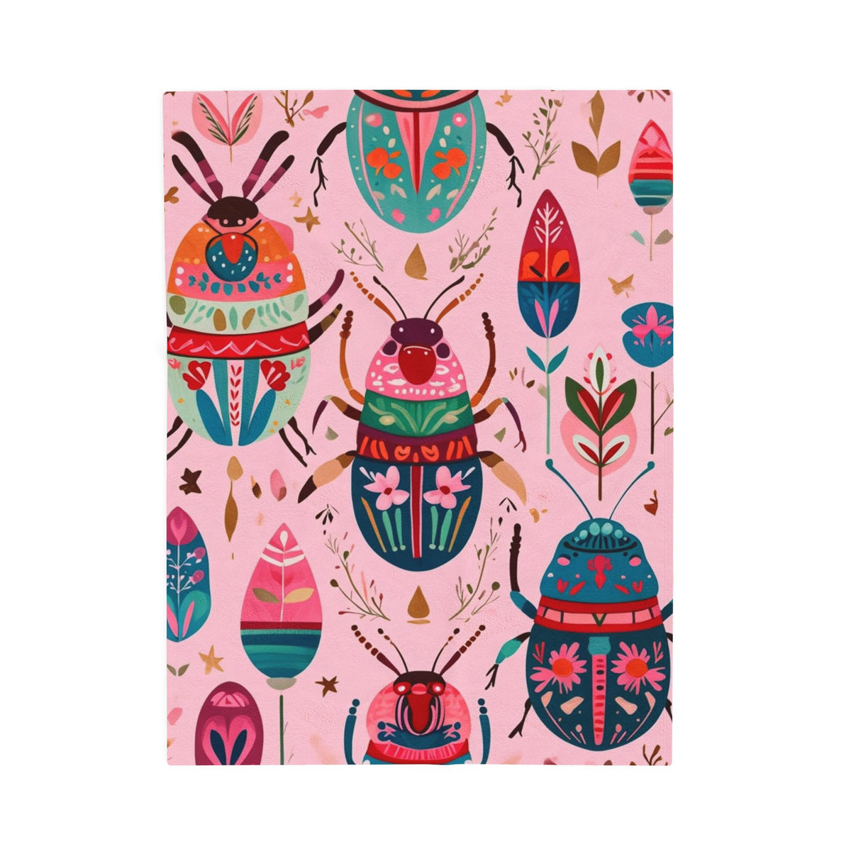 Colorful Beetle Pattern Velveteen Plush Blanket