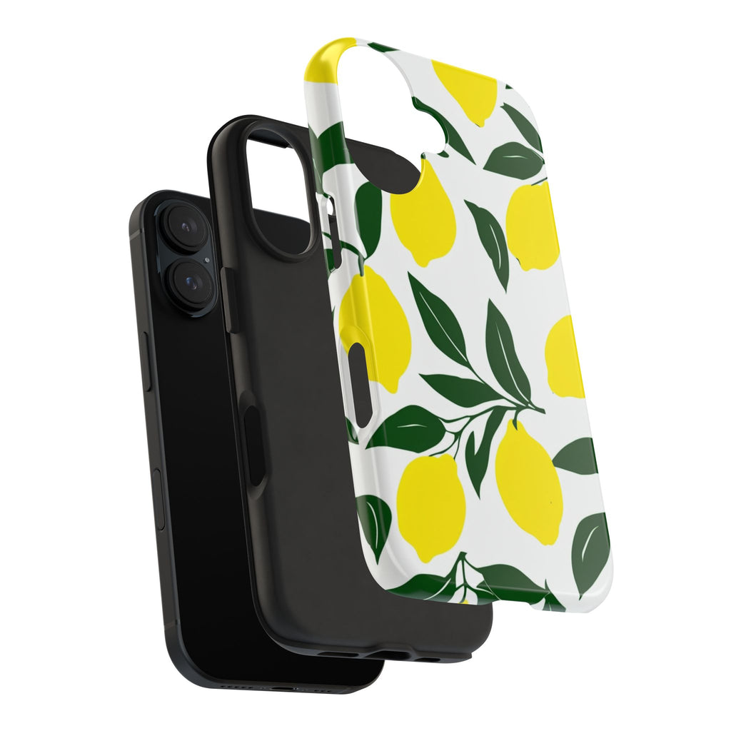 Lemon Pattern Tough Phone Case — Bright Citrus Protective Phone Cover
