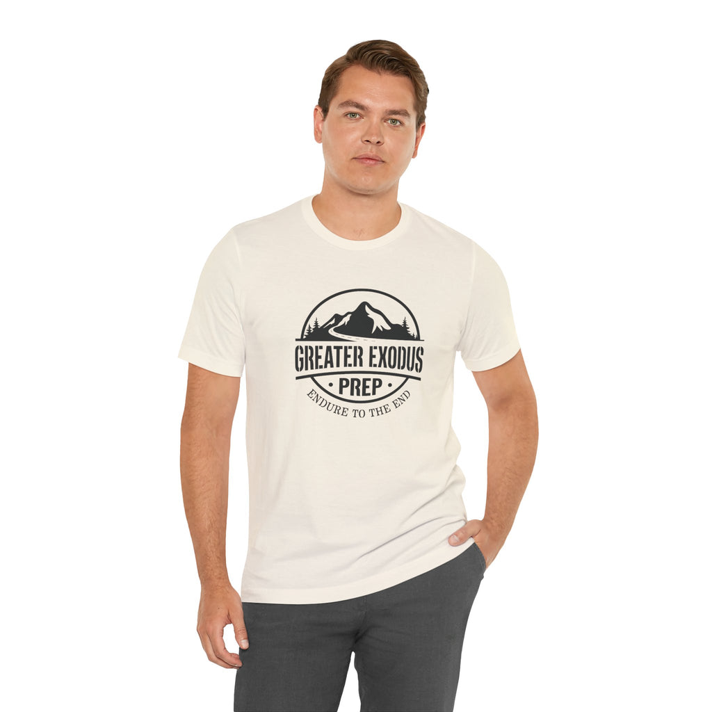 Greater Exodus Prep T-Shirt — Mountain Logo “Endure to the End” Adventure Tee