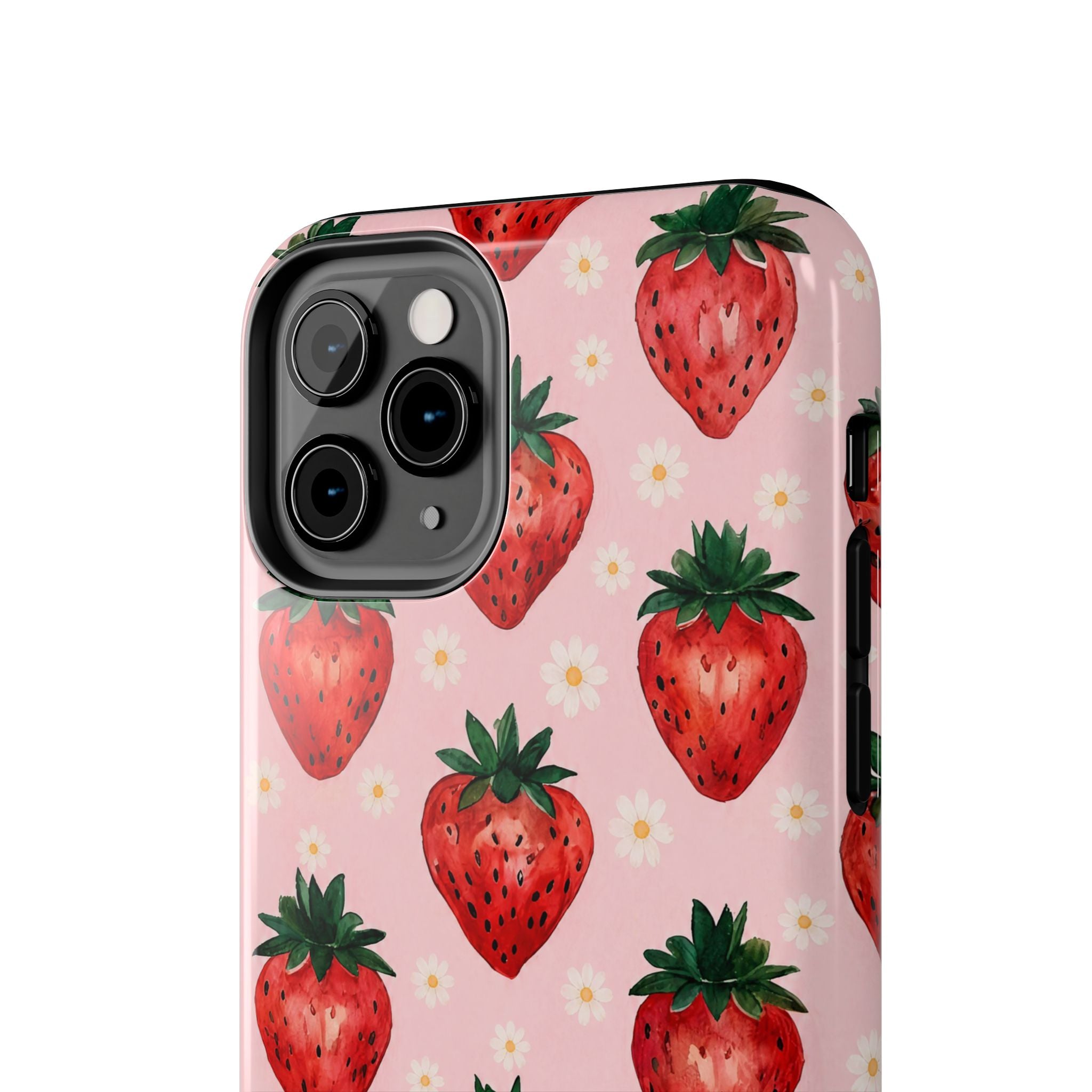 Strawberry Pattern Tough Phone Case — Cute Pink Fruit iPhone/Android Protection