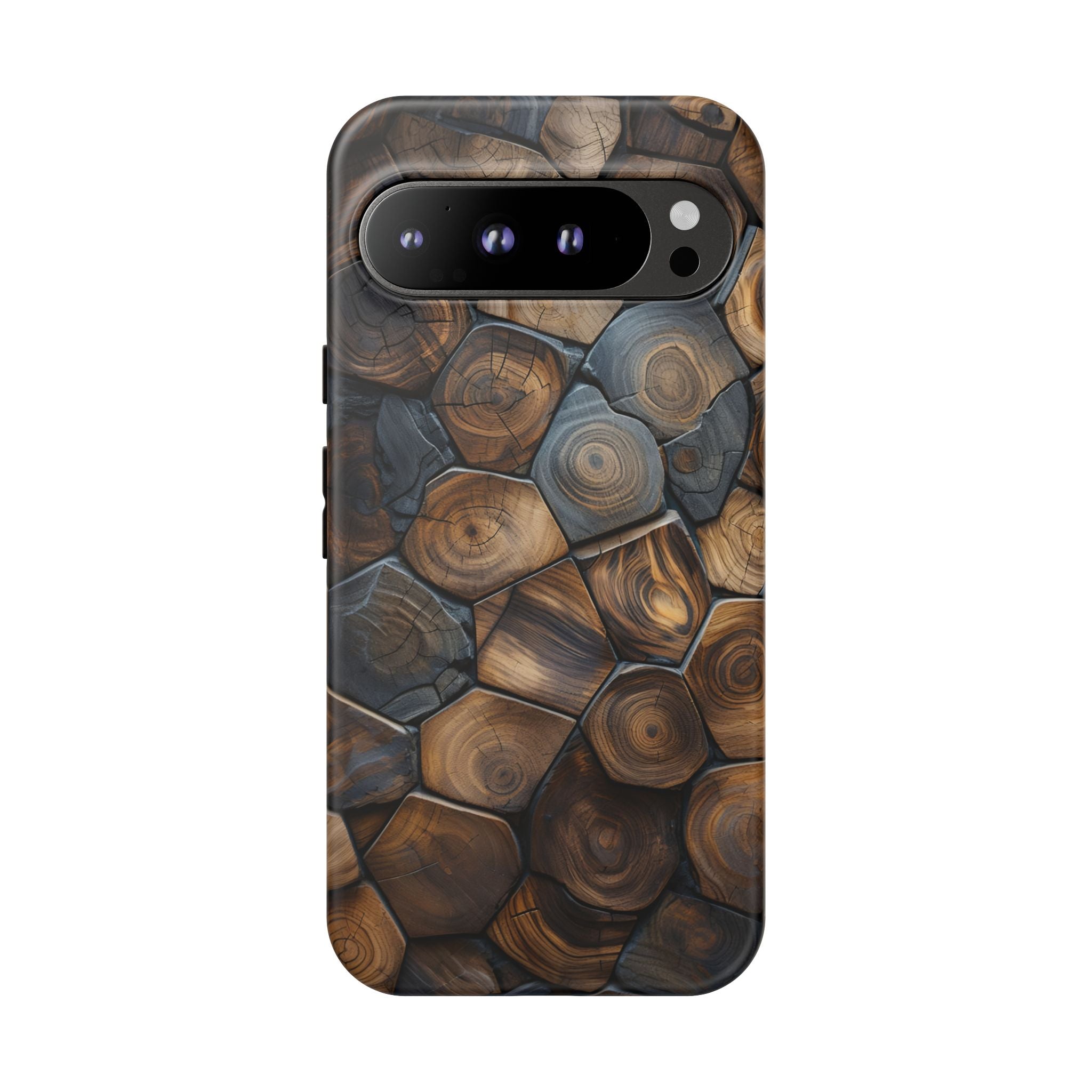 Wood Grain Hex Phone Case — Rustic Geometric iPhone Protection