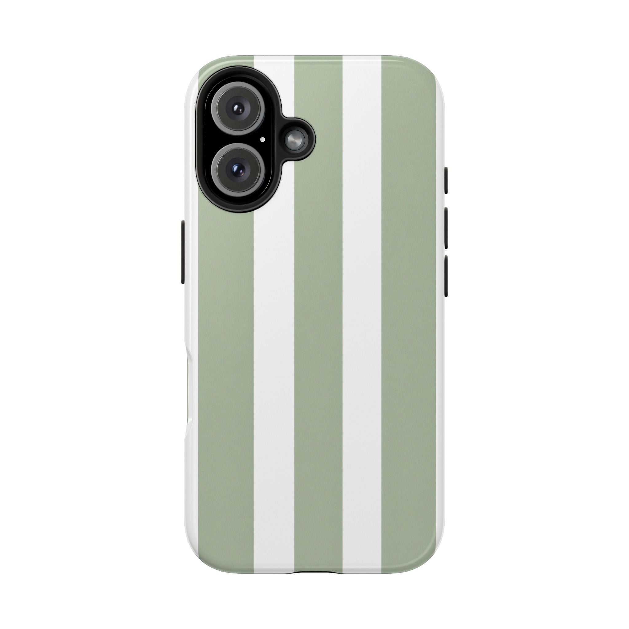 Sage & White Striped Tough Phone Case — Durable Protective Phone Cover