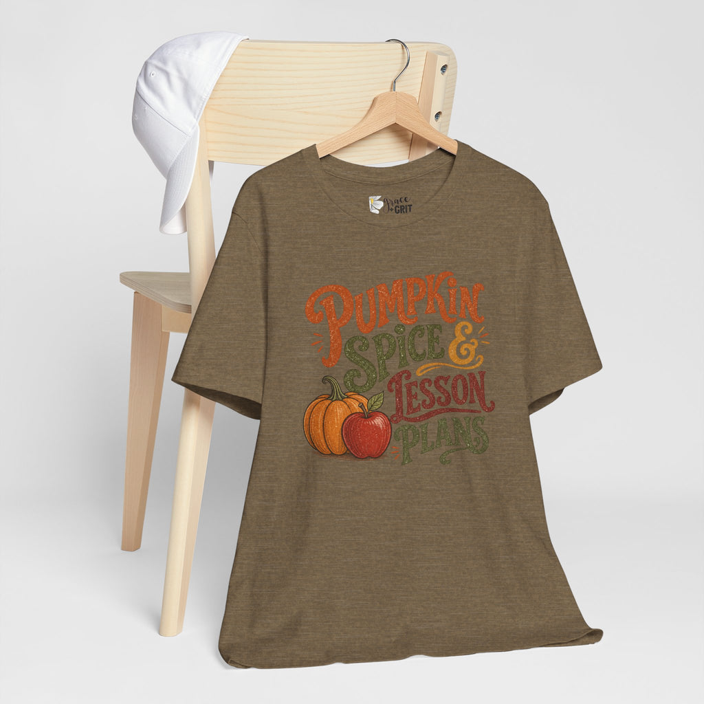 Pumpkin Spice & Lesson Plans Tee — Teacher Fall Pumpkin Shirt