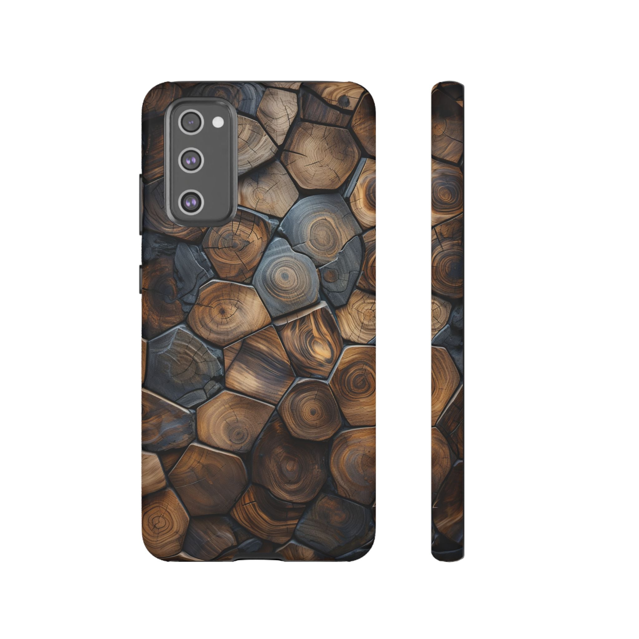 Wood Grain Hex Phone Case — Rustic Geometric iPhone Protection