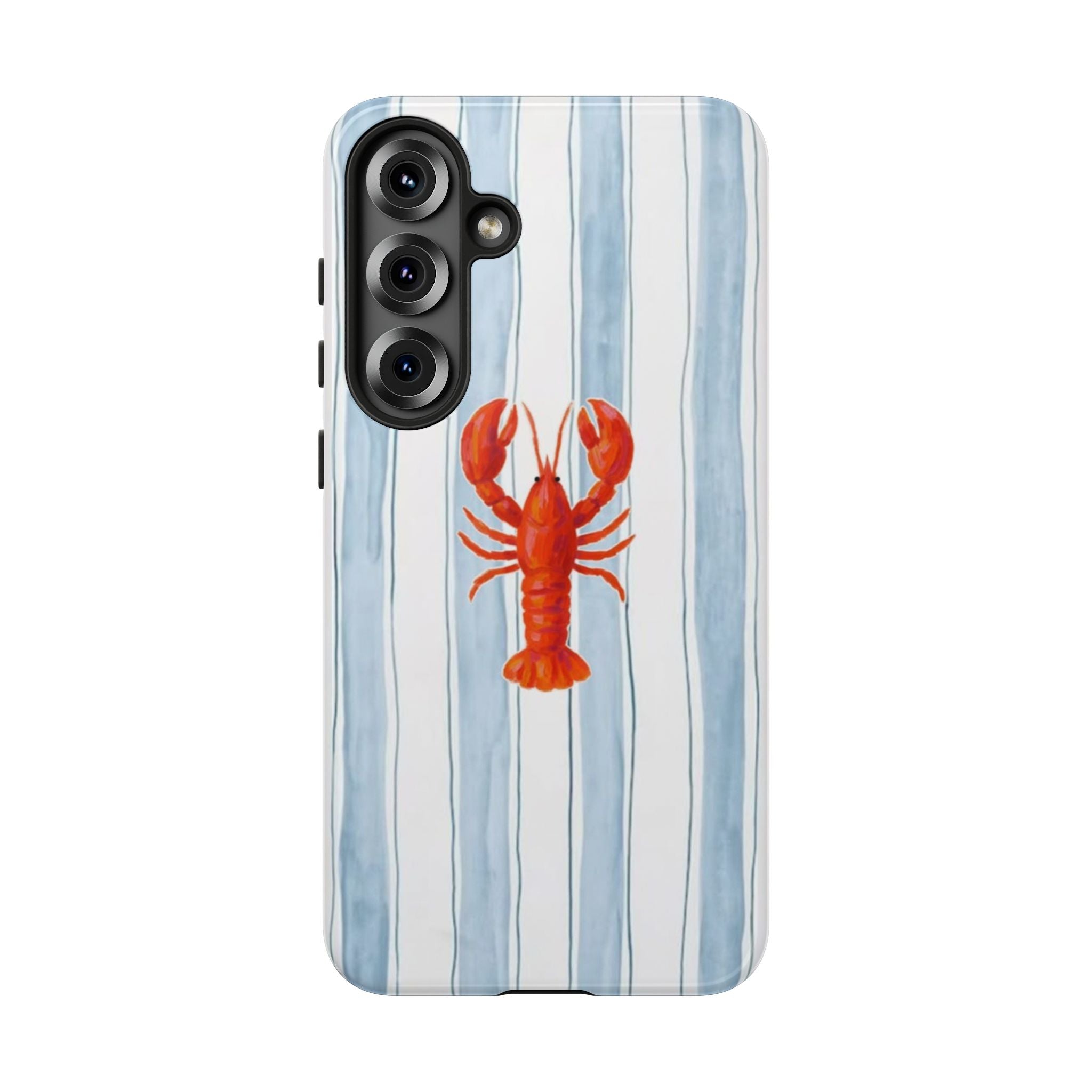 Lobster Stripe Phone Case — Nautical Blue & White Protective Cover