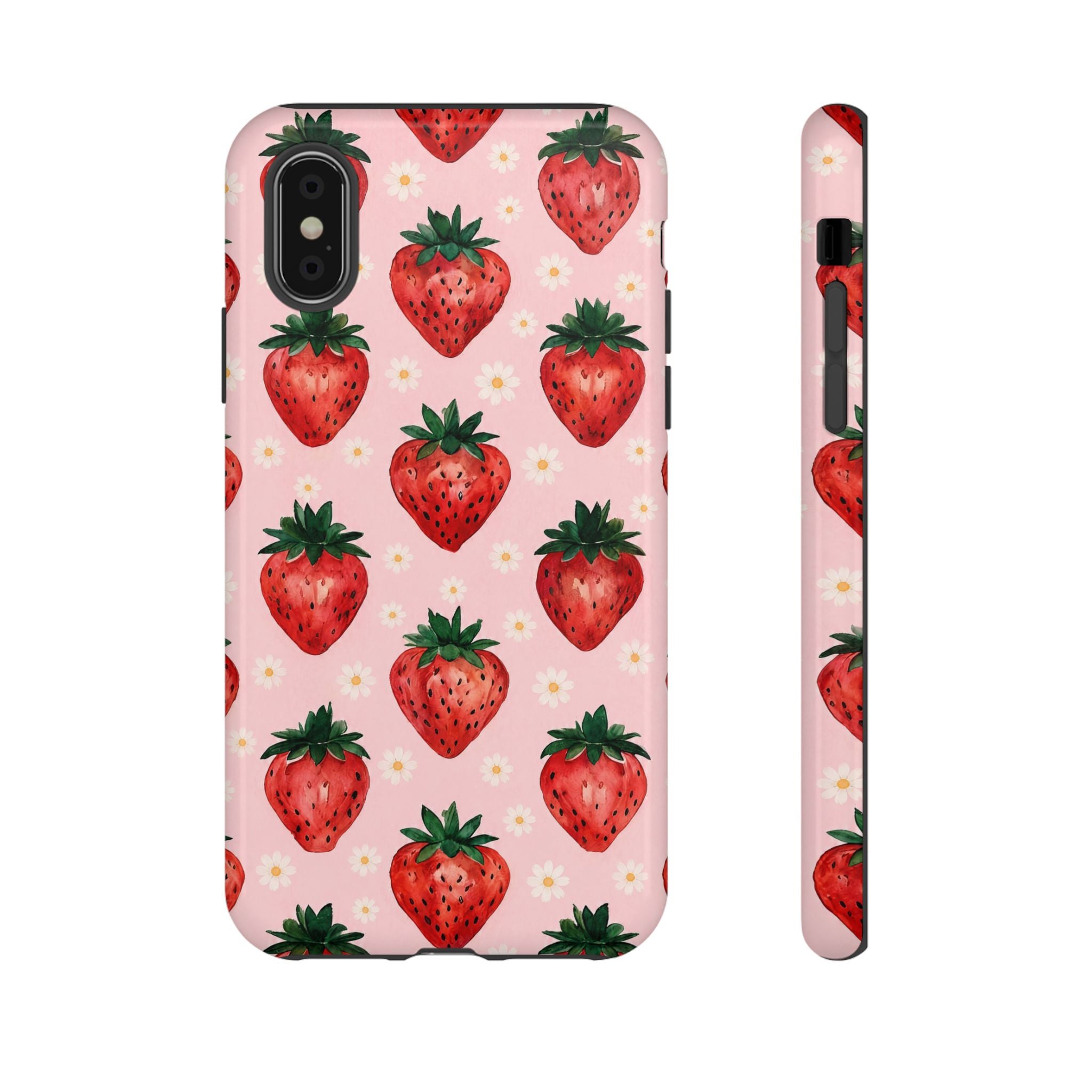 Strawberry Pattern Tough Case — Cute Pink Fruit Phone Case