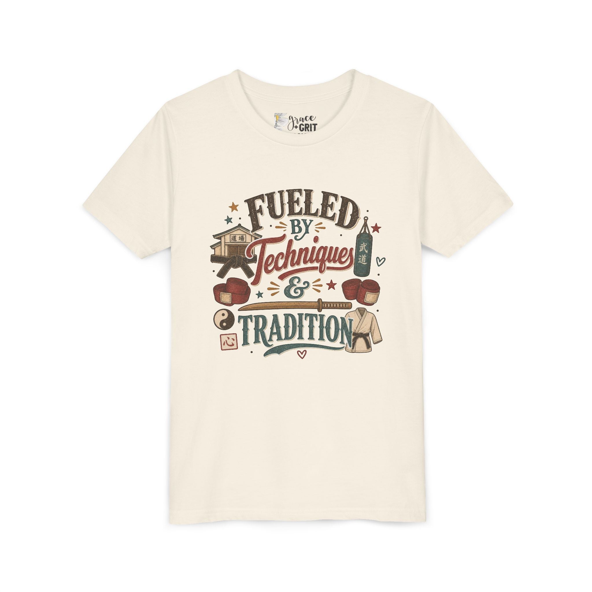 Fueled by Techniques & Tradition Youth Tee | Martial Arts Karate Graphic Shirt
